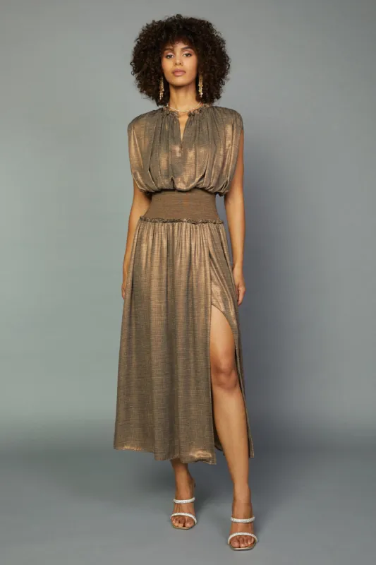 Metallic Ribbed Waist Dress sold by Current Air