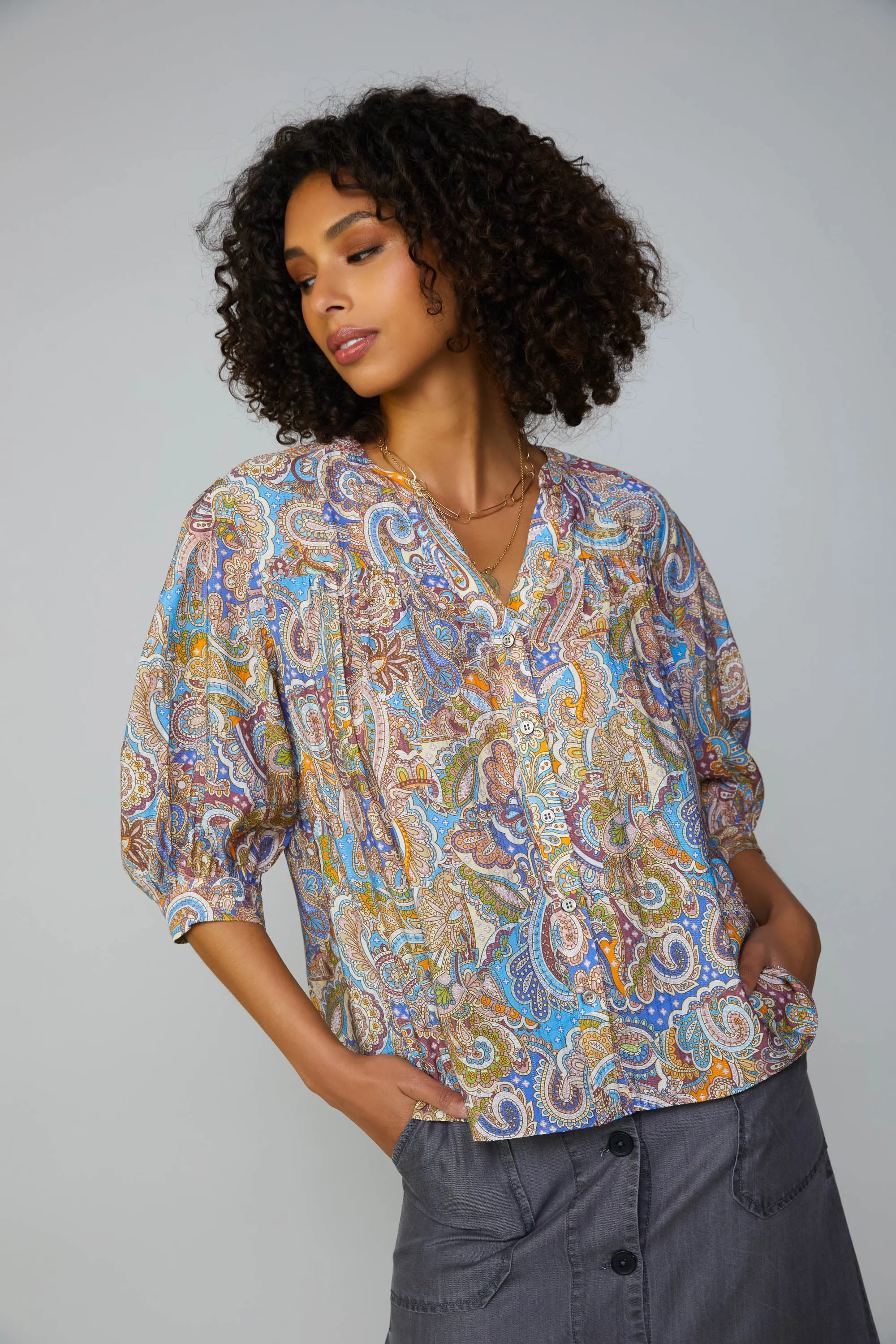 Paisley Motif Button Blouse sold by Current Air product image thumbnail 2