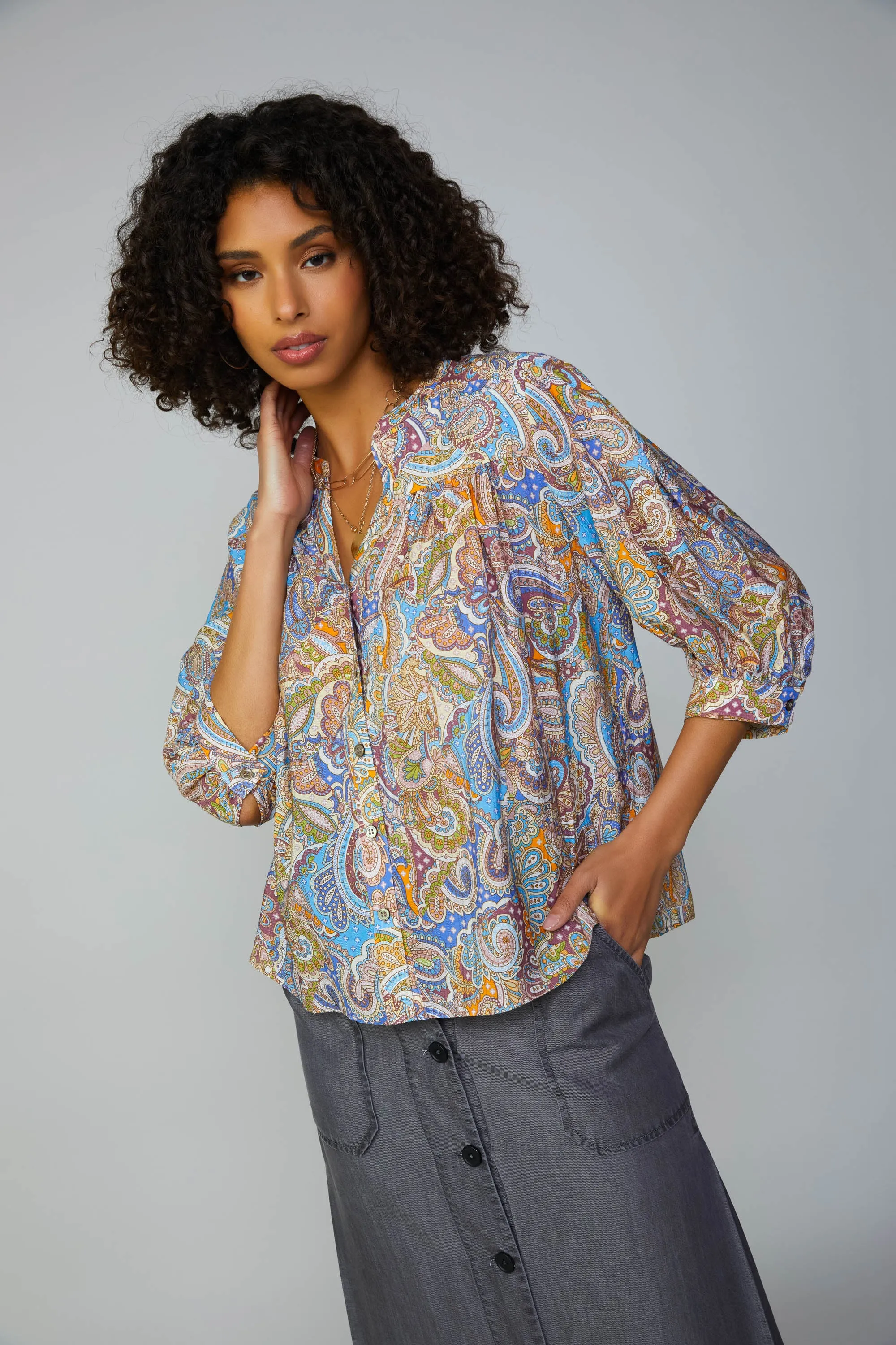 Paisley Motif Button Blouse sold by Current Air