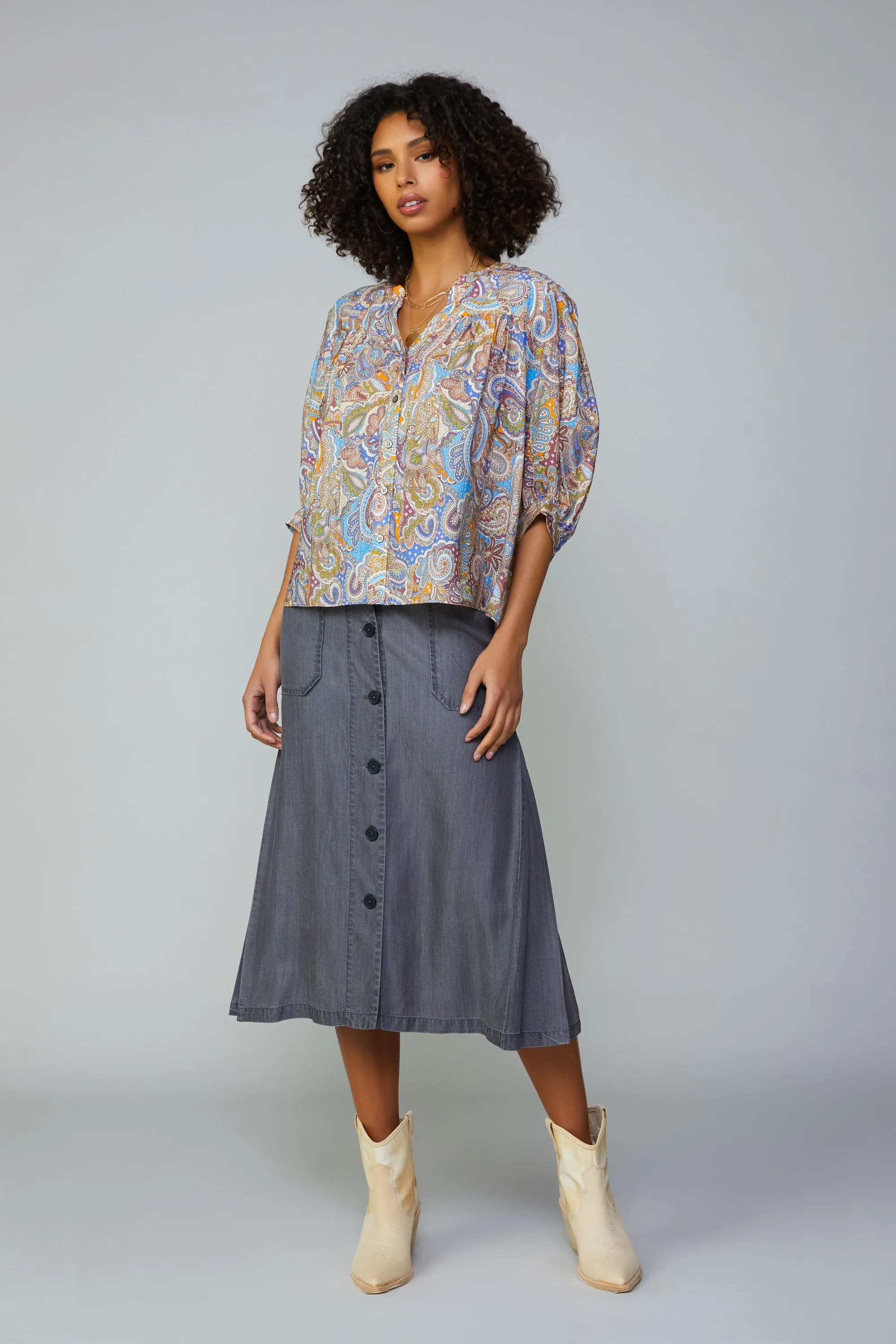 Paisley Motif Button Blouse sold by Current Air product image thumbnail 3