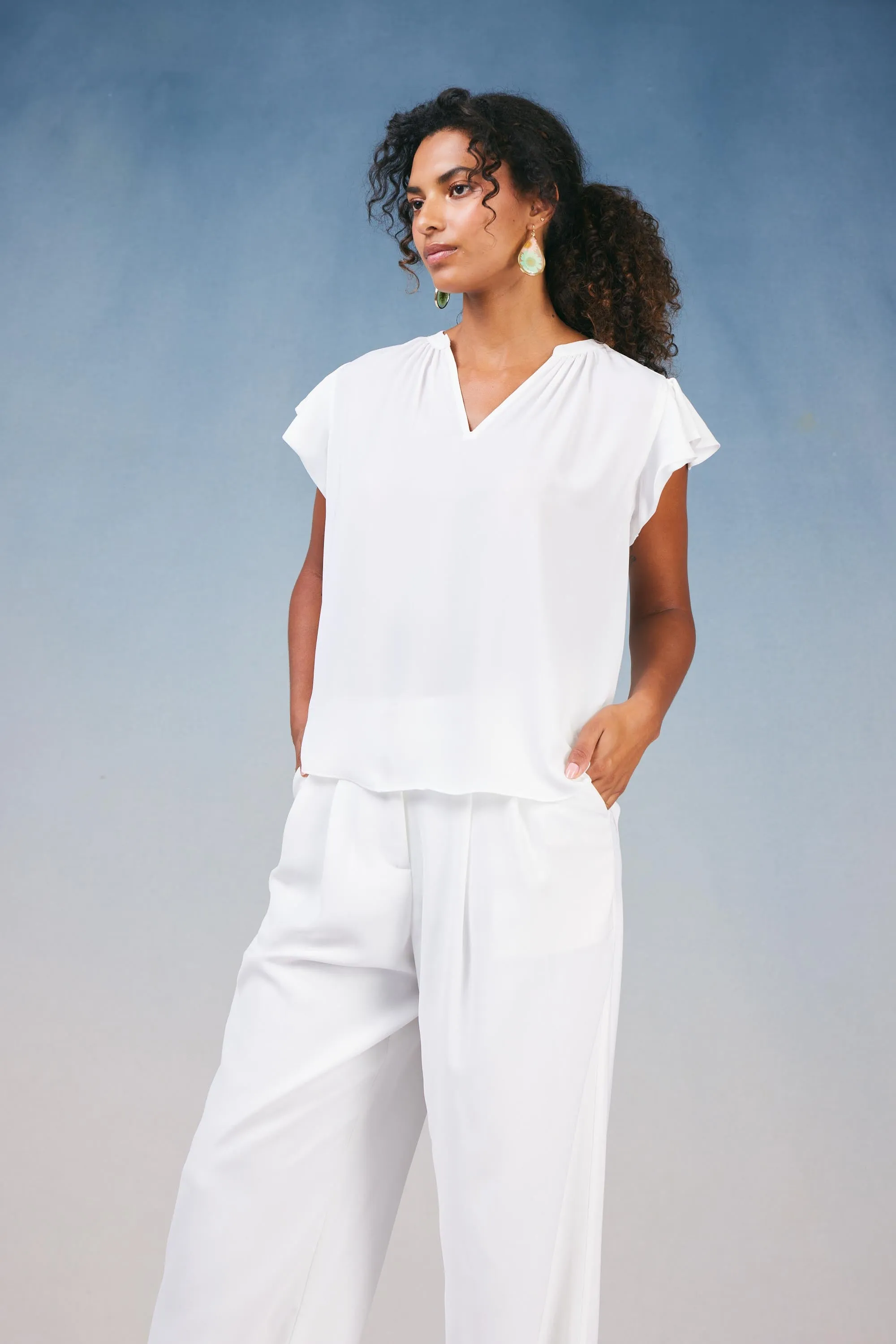 Flutter Sleeve Blouse sold by Current Air