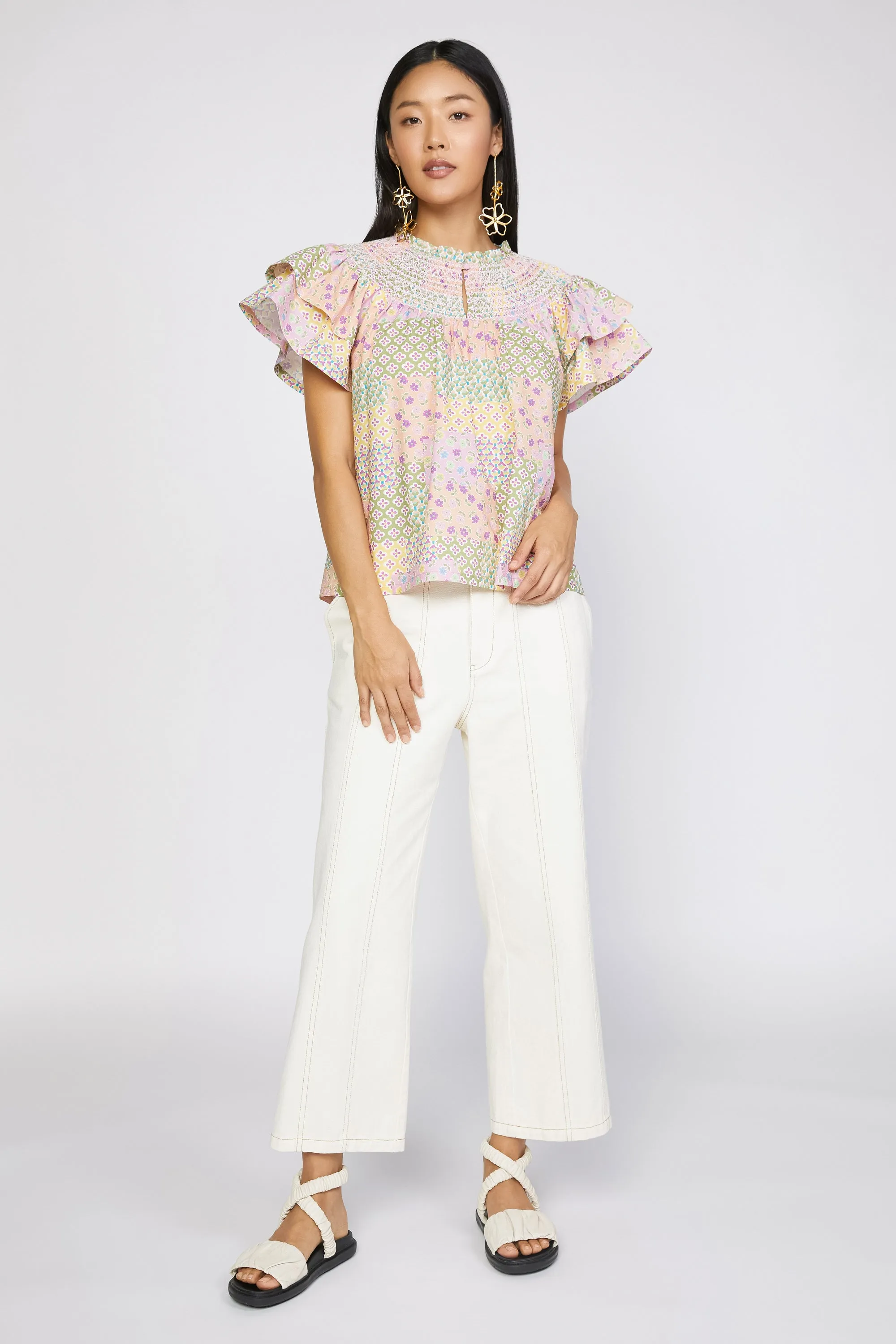 Patchwork Flutter Sleeve Top sold by Current Air product image thumbnail 3