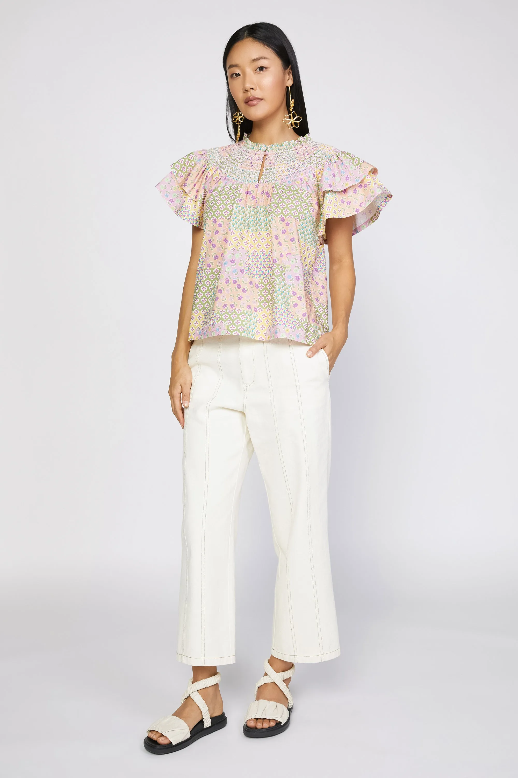 Patchwork Flutter Sleeve Top sold by Current Air product image thumbnail 2