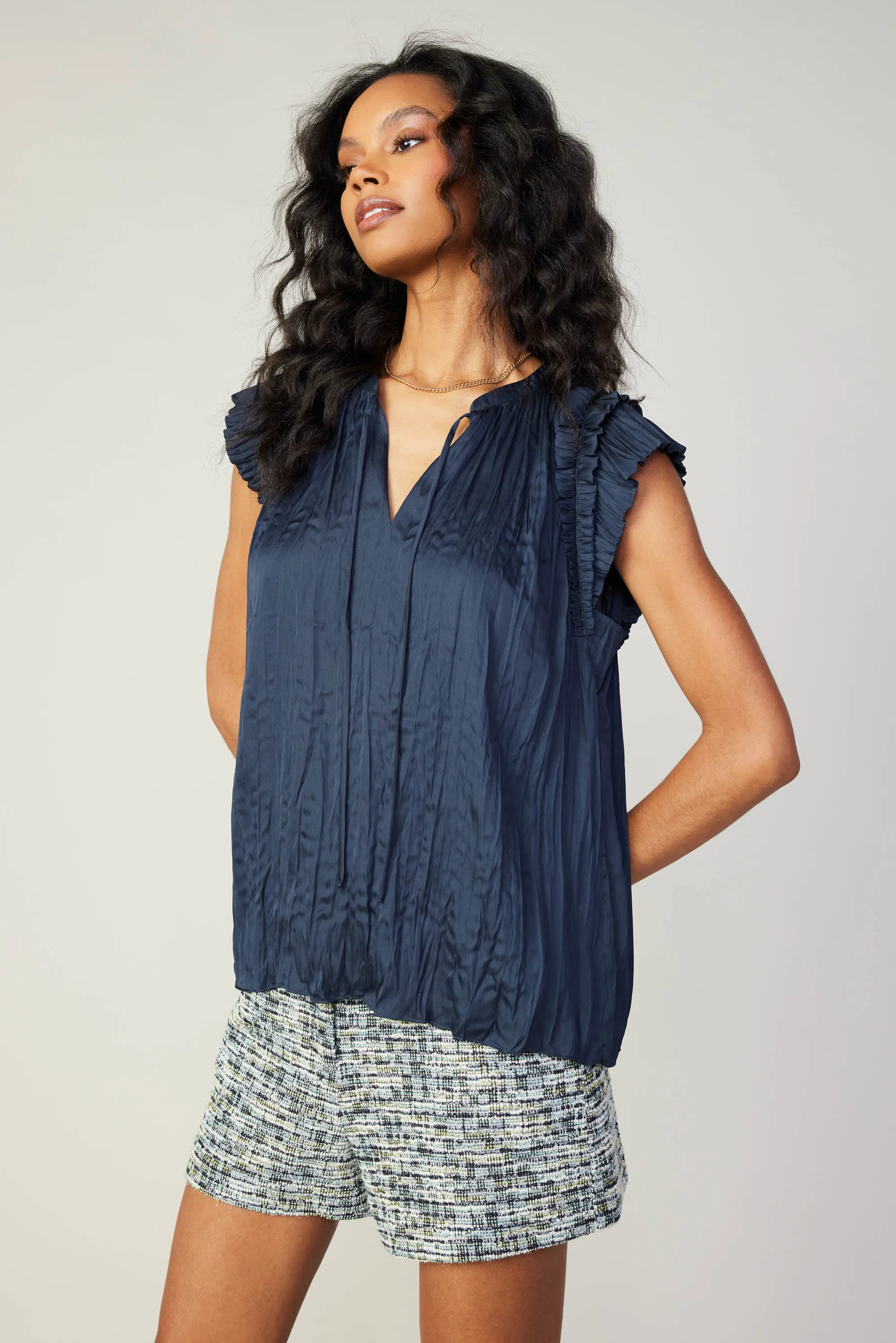 Crinkled Flutter Sleeve Top sold by Current Air product image thumbnail 4