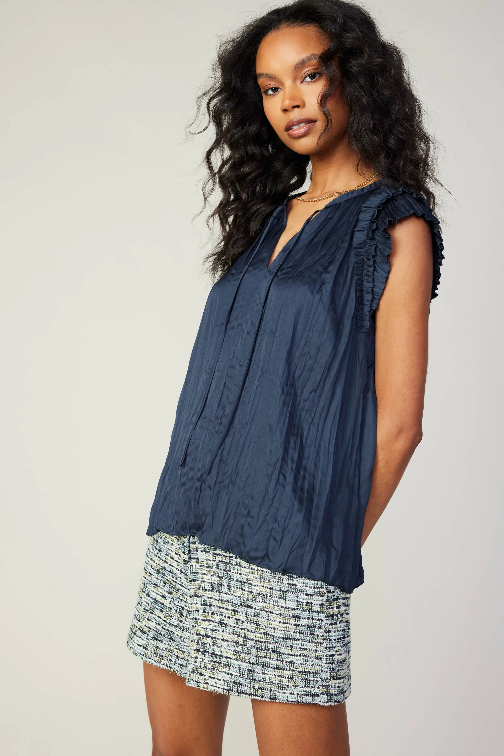 Crinkled Flutter Sleeve Top sold by Current Air product image thumbnail 3