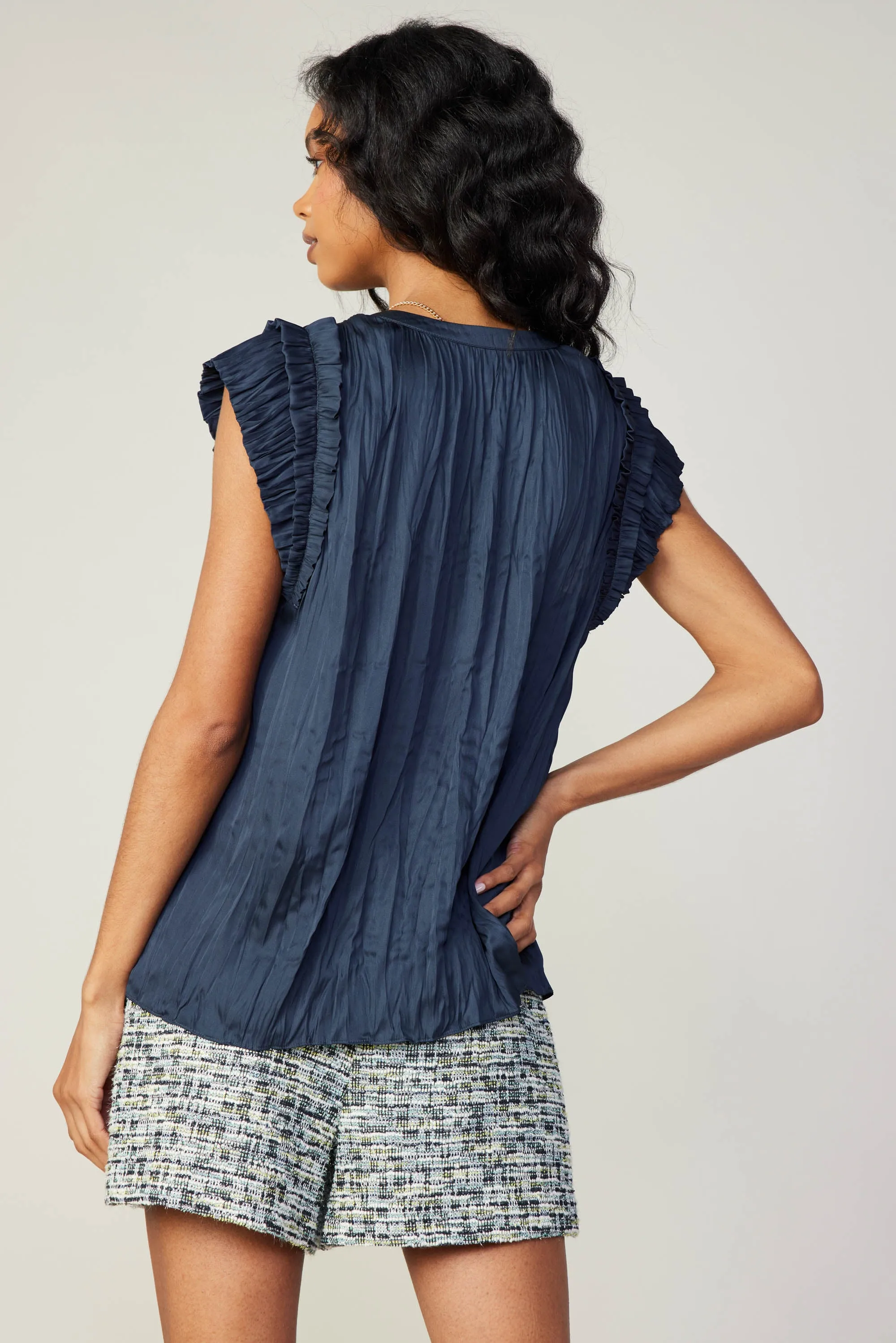 Crinkled Flutter Sleeve Top sold by Current Air product image thumbnail 5