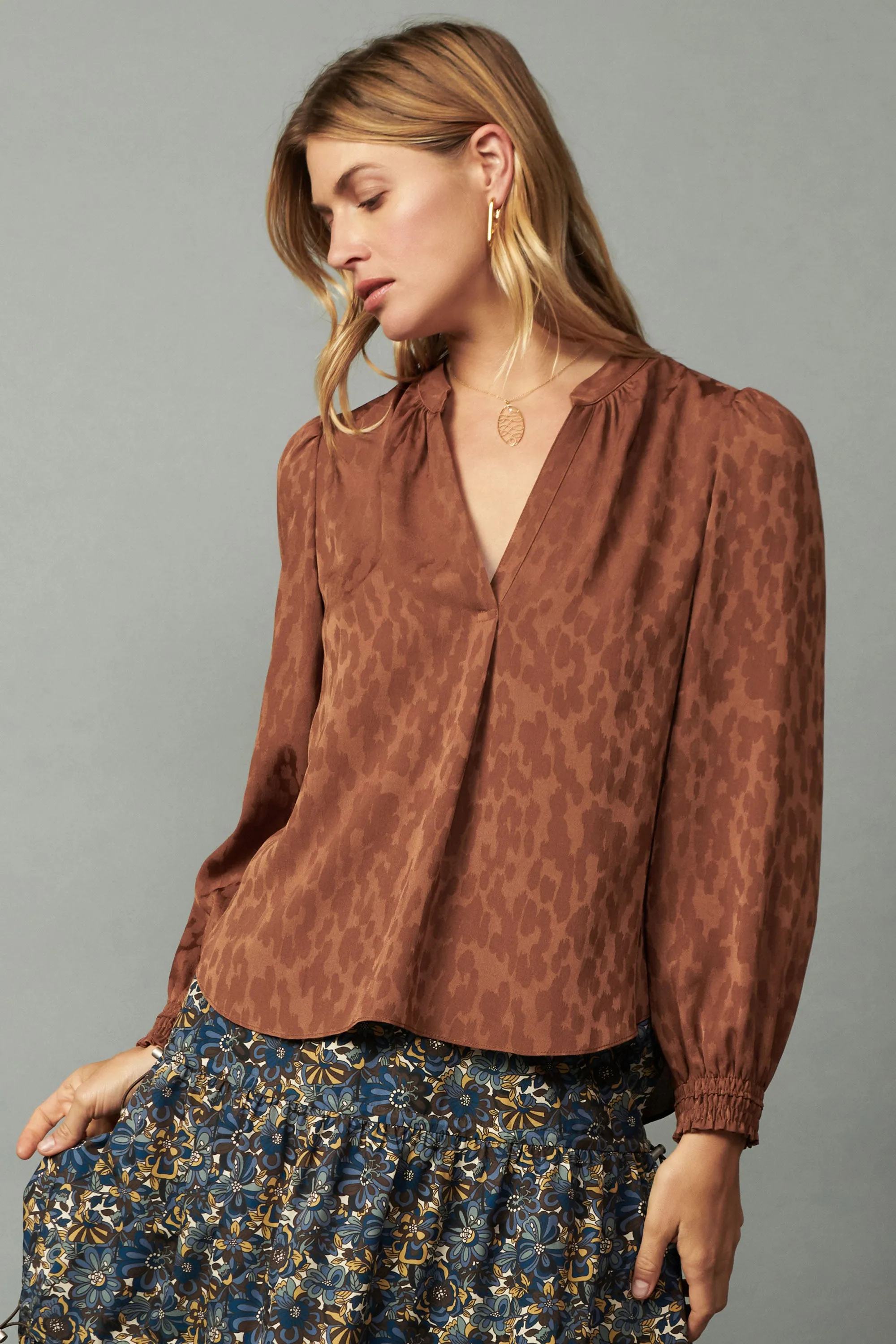 Autumn Split Neck Blouse sold by Current Air