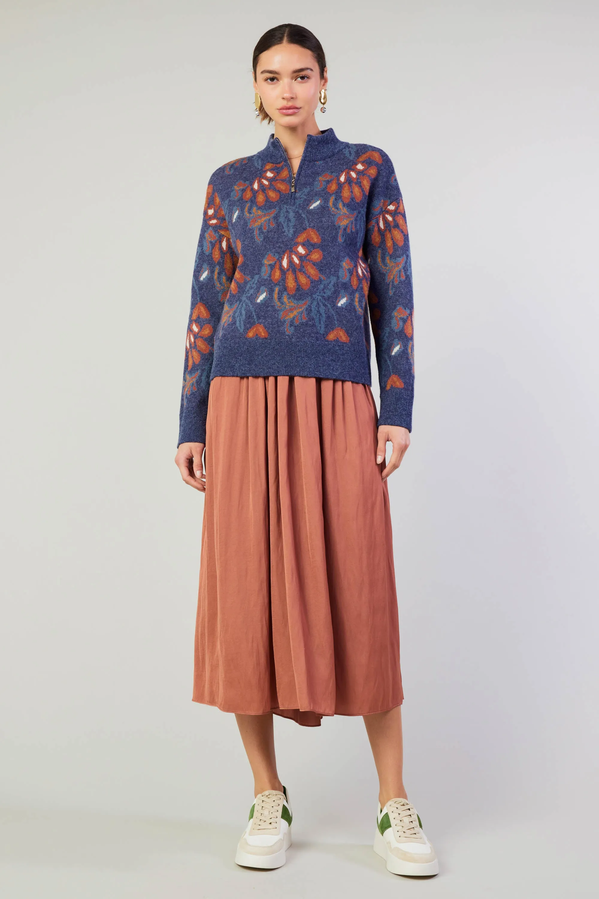 Floral Jacquard Zip Sweater sold by Current Air product image thumbnail 2