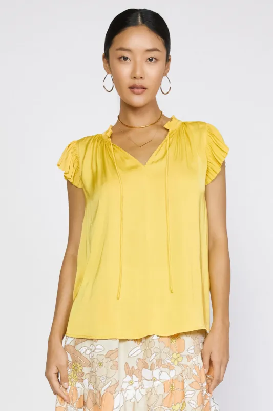Margot Pleated Sleeve Blouse sold by Current Air