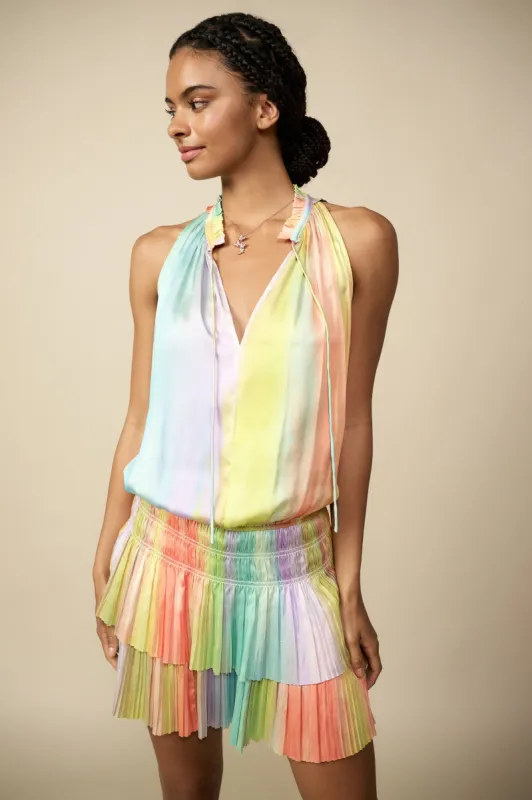 Cara Rainbow Painterly Mini Dress sold by Current Air