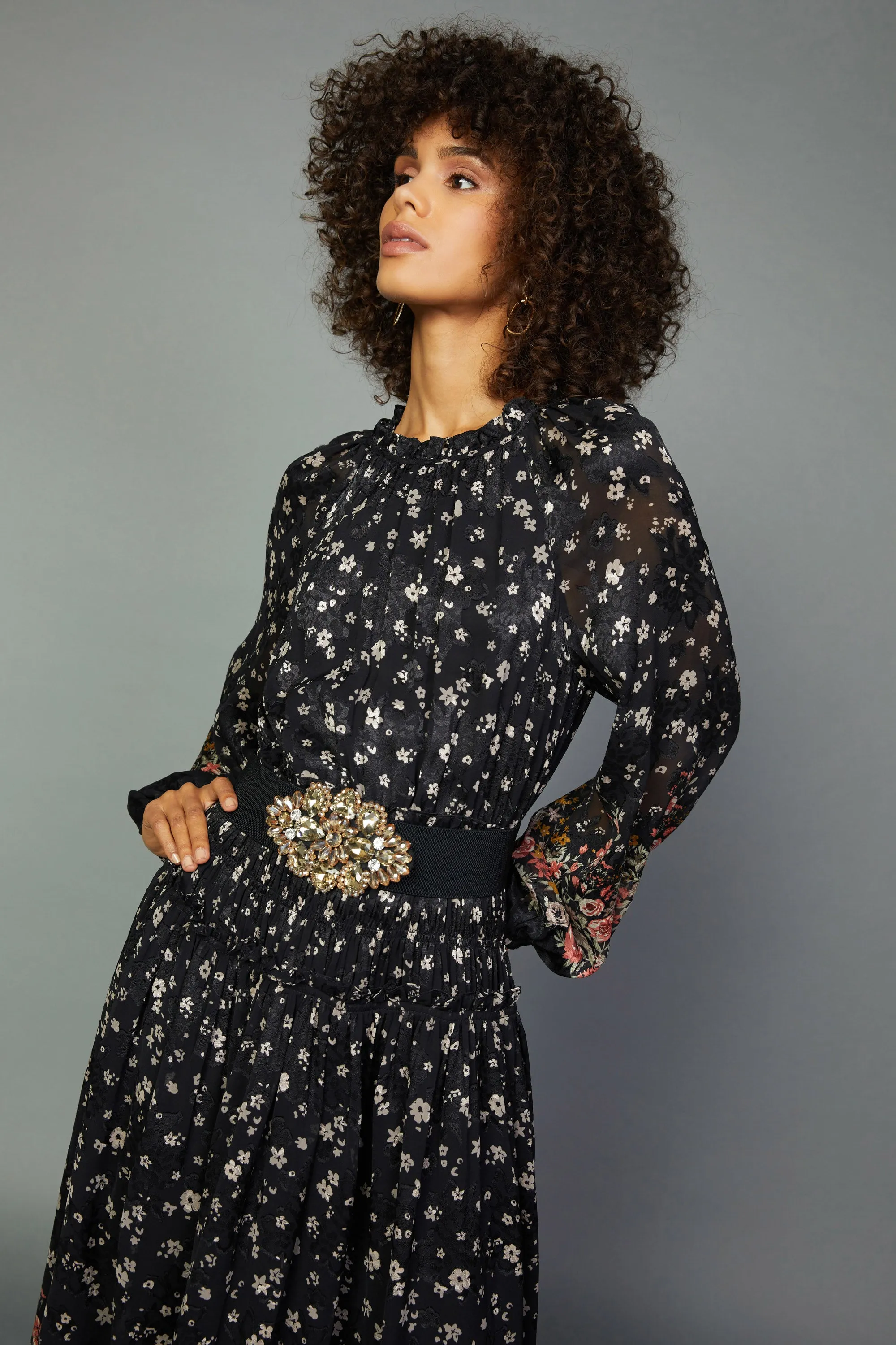 Floral Smocked Midi Dress sold by Current Air product image thumbnail 4