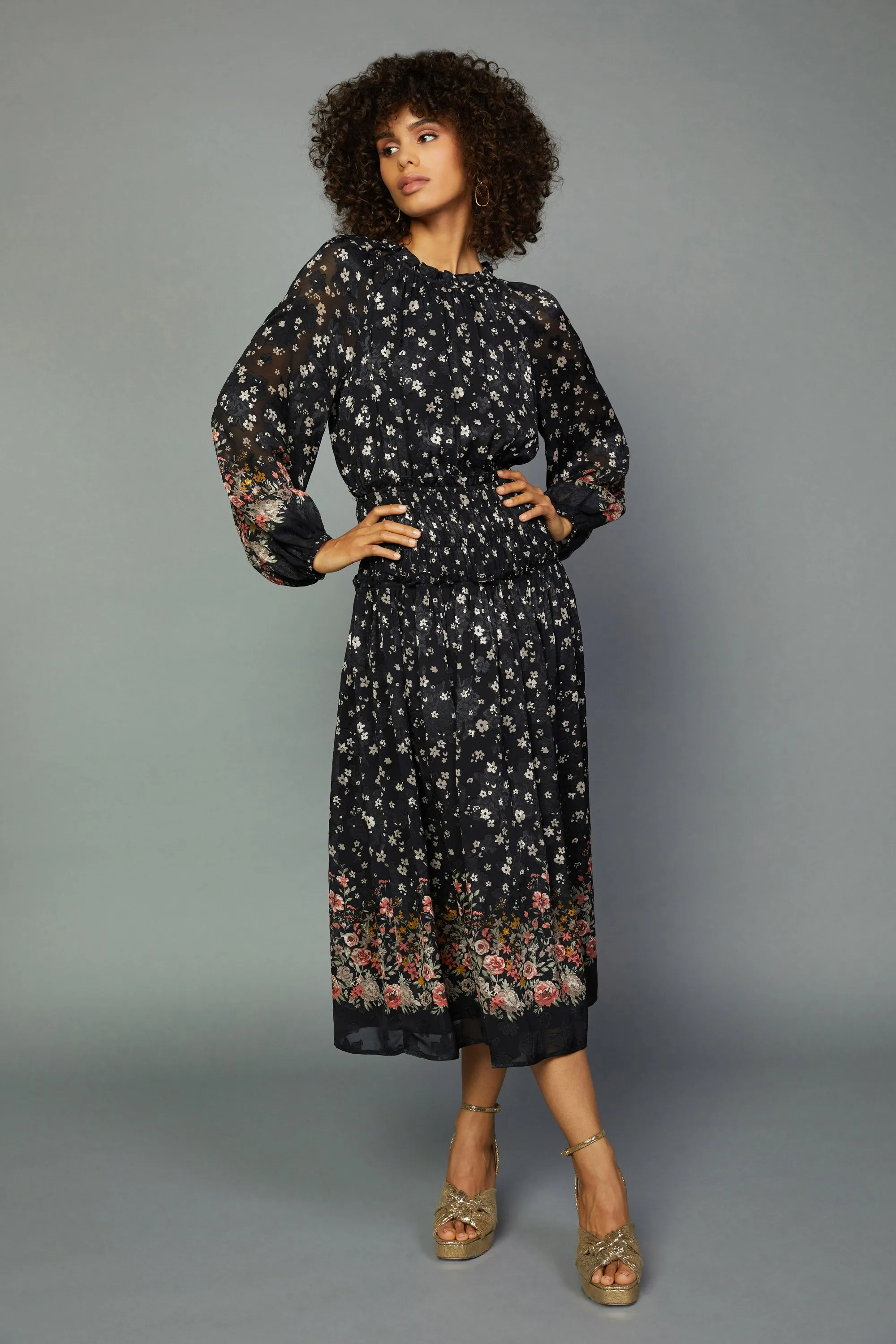 Floral Smocked Midi Dress sold by Current Air product image thumbnail 3