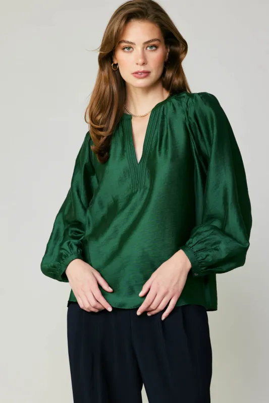 Lustrous Pleated Shoulder Blouse sold by Current Air
