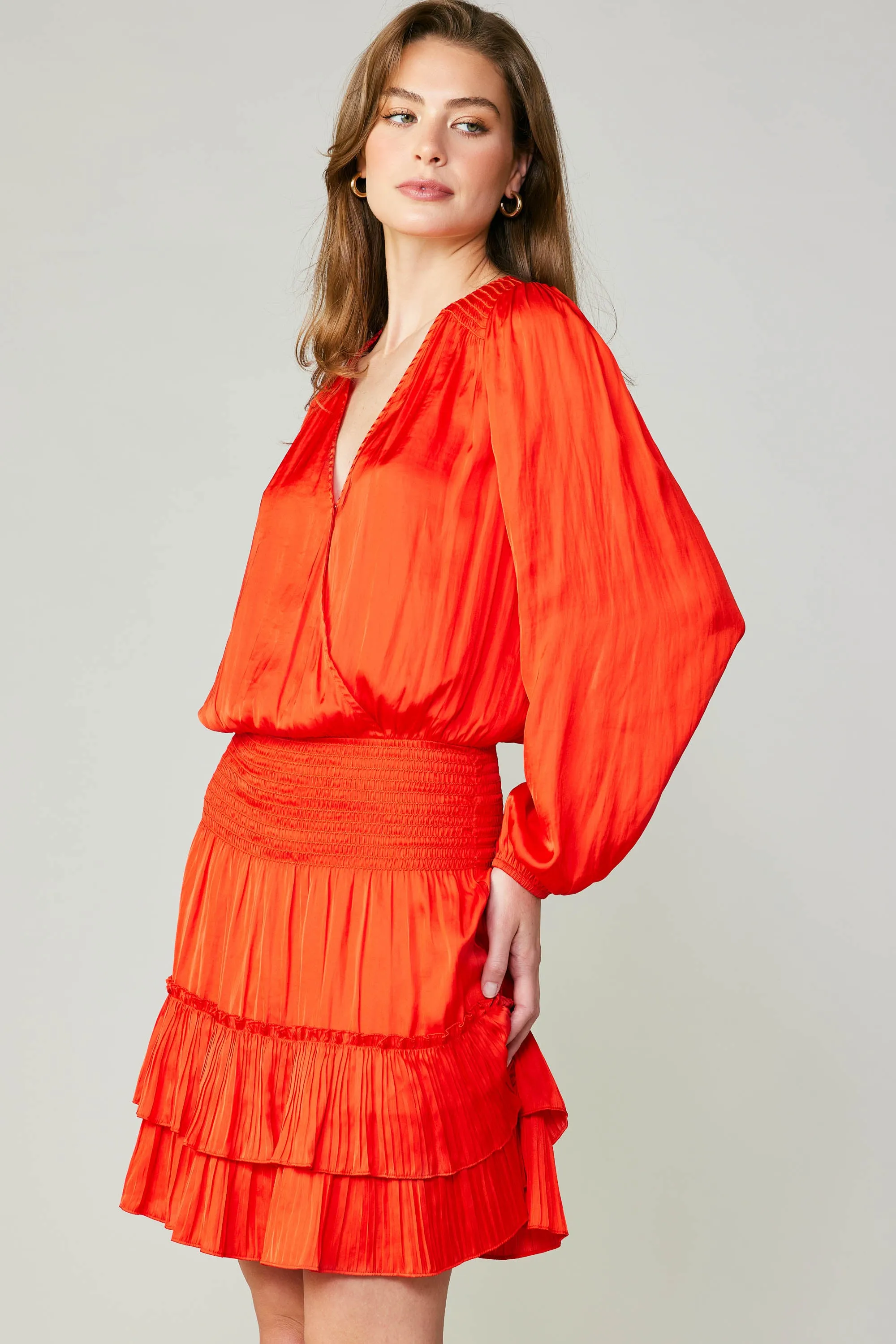 Pleated Surplice Mini Dress sold by Current Air product image thumbnail 3