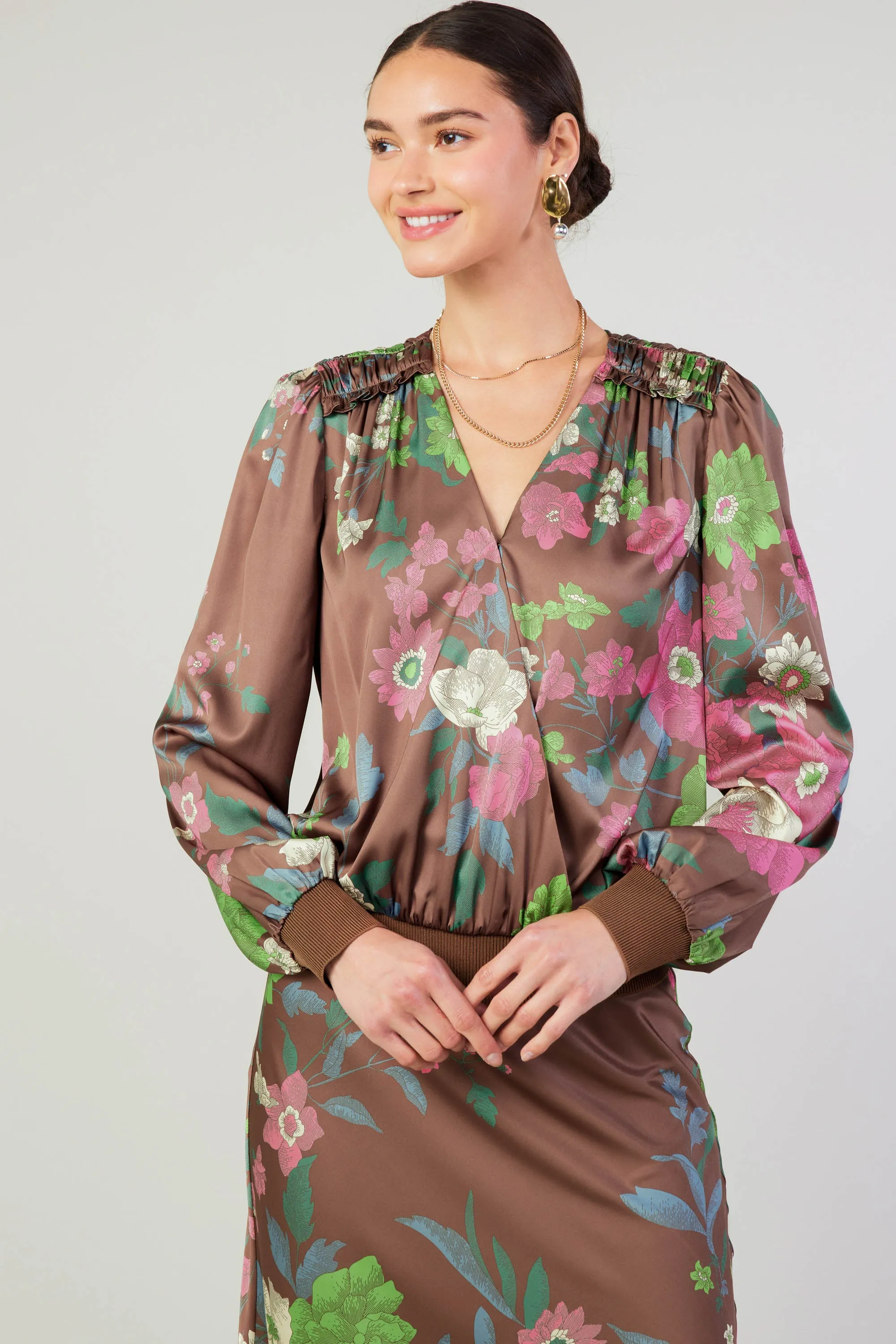 Floral Surplice Blouse sold by Current Air product image thumbnail 5