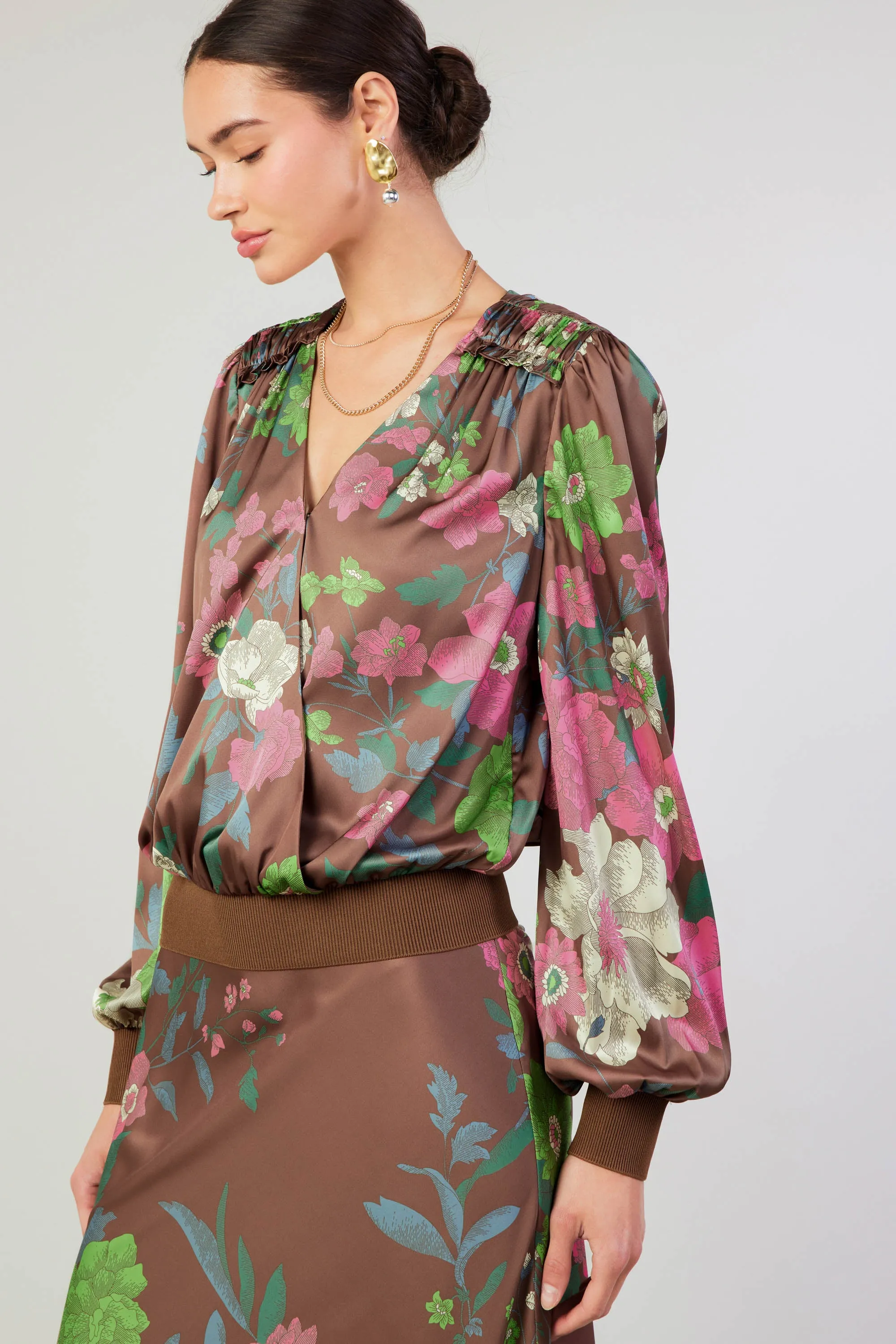 Floral Surplice Blouse sold by Current Air product image thumbnail 2