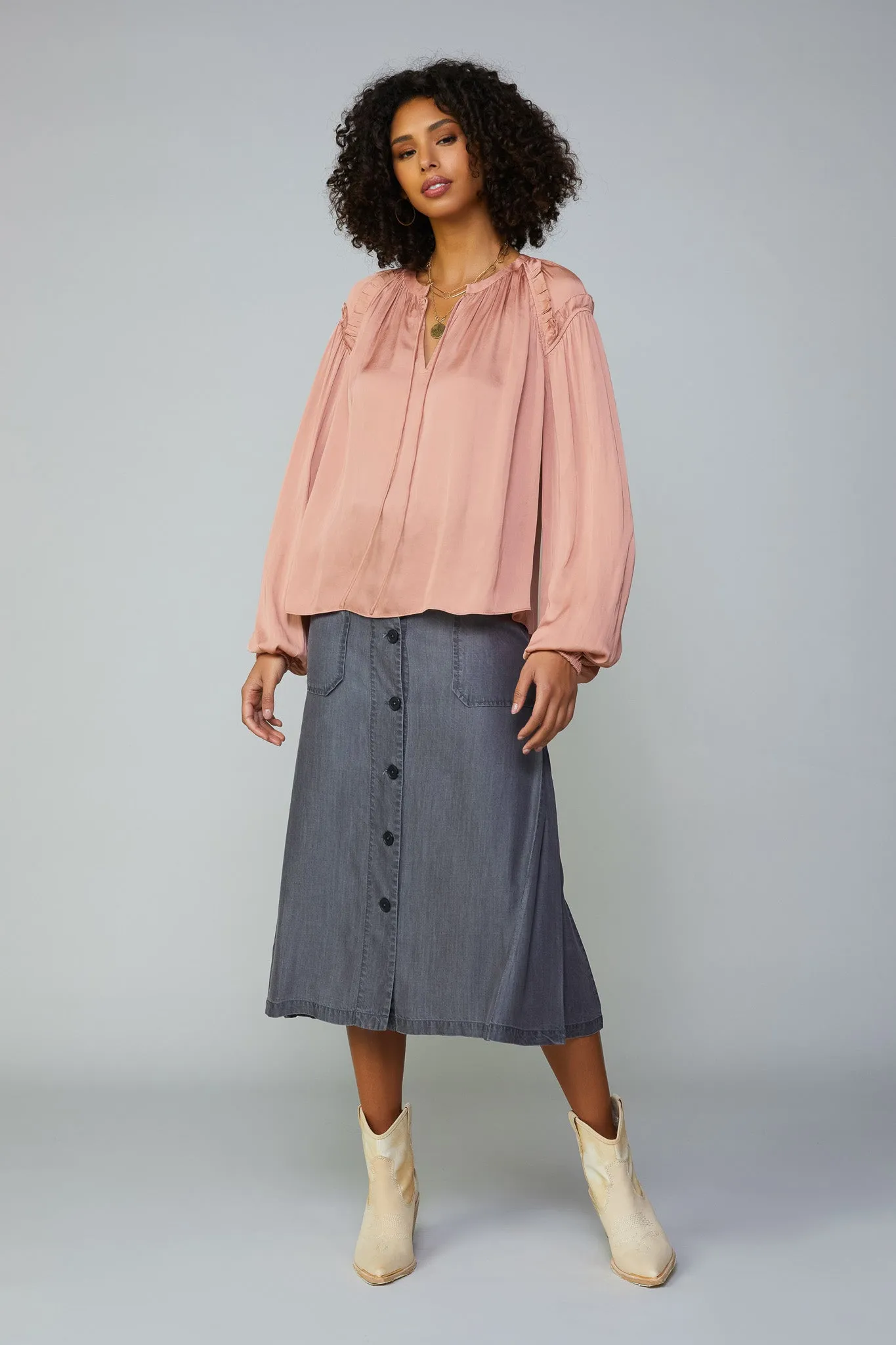 Ruffled Shoulder Blouse sold by Current Air product image thumbnail 2