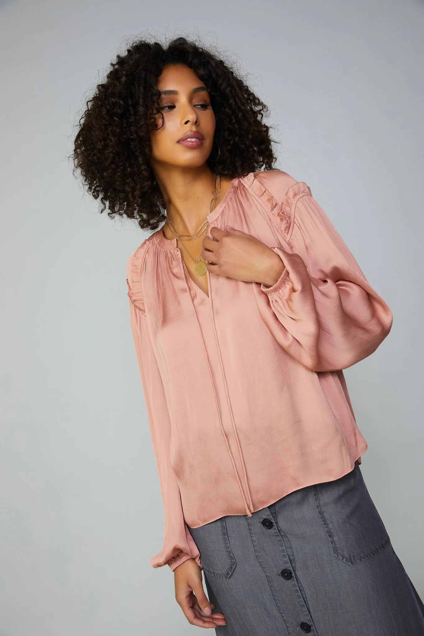 Ruffled Shoulder Blouse sold by Current Air product image thumbnail 4