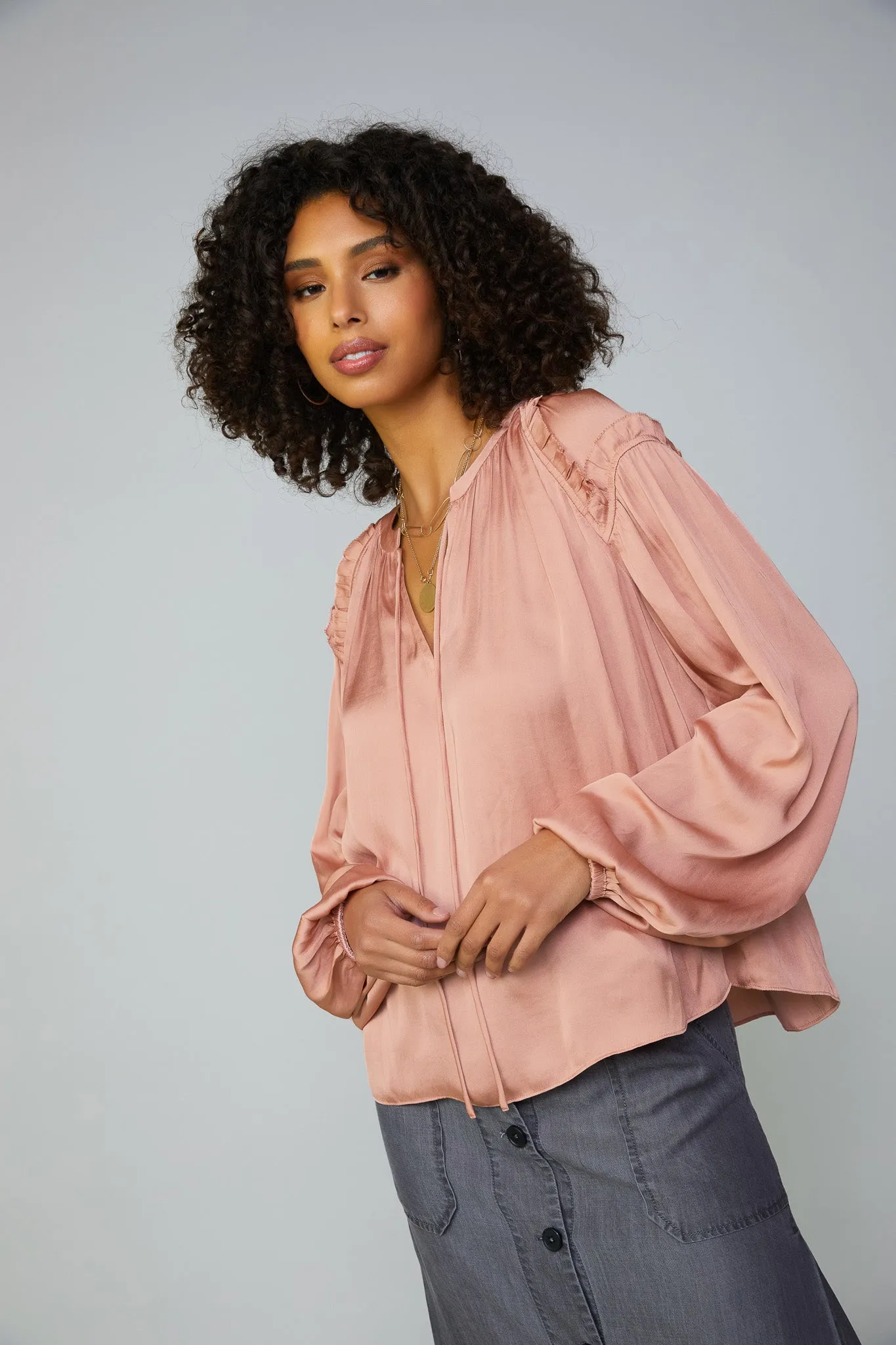 Ruffled Shoulder Blouse sold by Current Air product image thumbnail 3