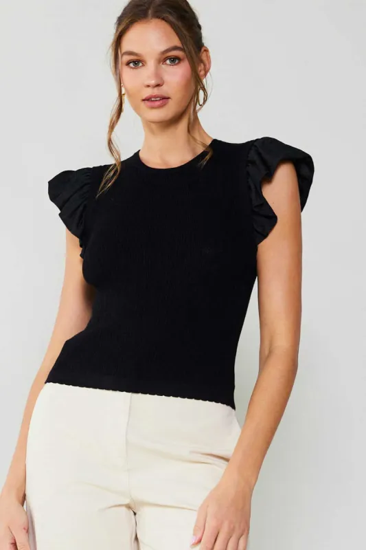 Ruffled Sweater Knit Tank sold by Current Air