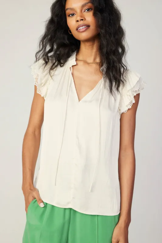 Lace Flutter Sleeve Blouse sold by Current Air