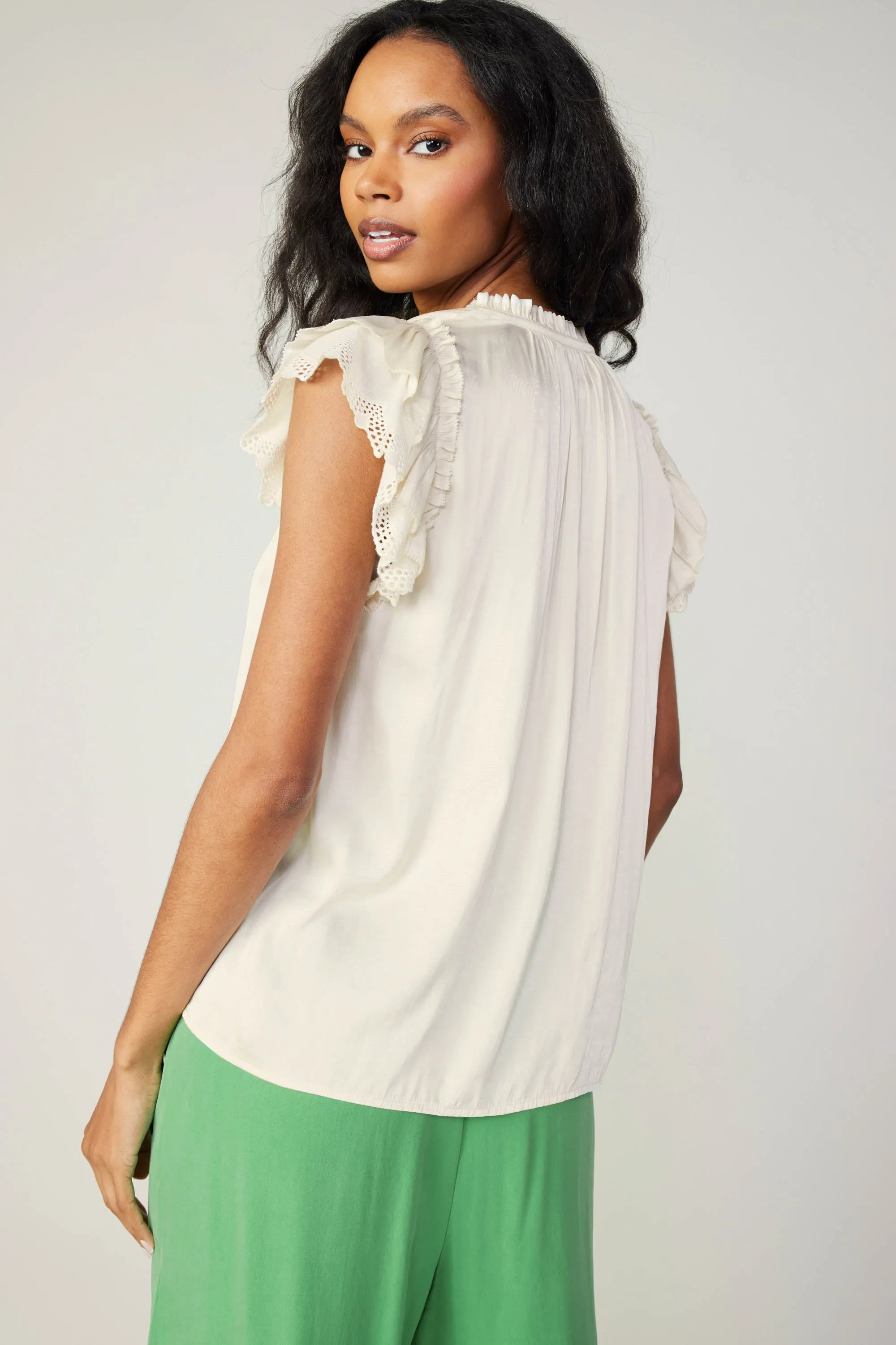 Lace Flutter Sleeve Blouse sold by Current Air product image thumbnail 4