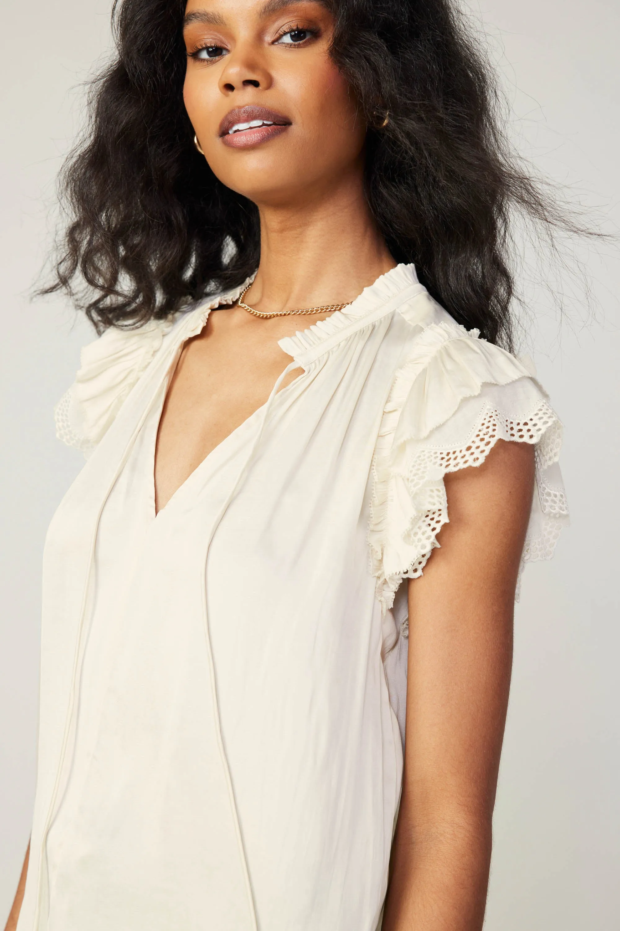 Lace Flutter Sleeve Blouse sold by Current Air product image thumbnail 2