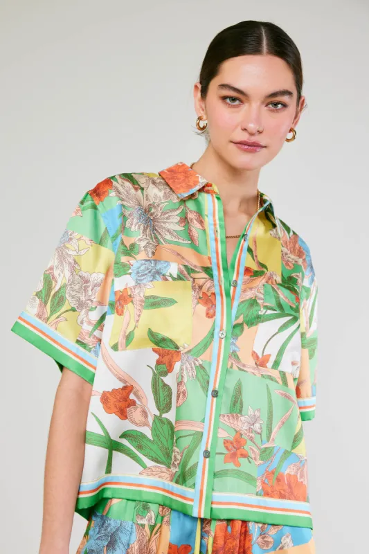 Border Print Floral Block Shirt sold by Current Air