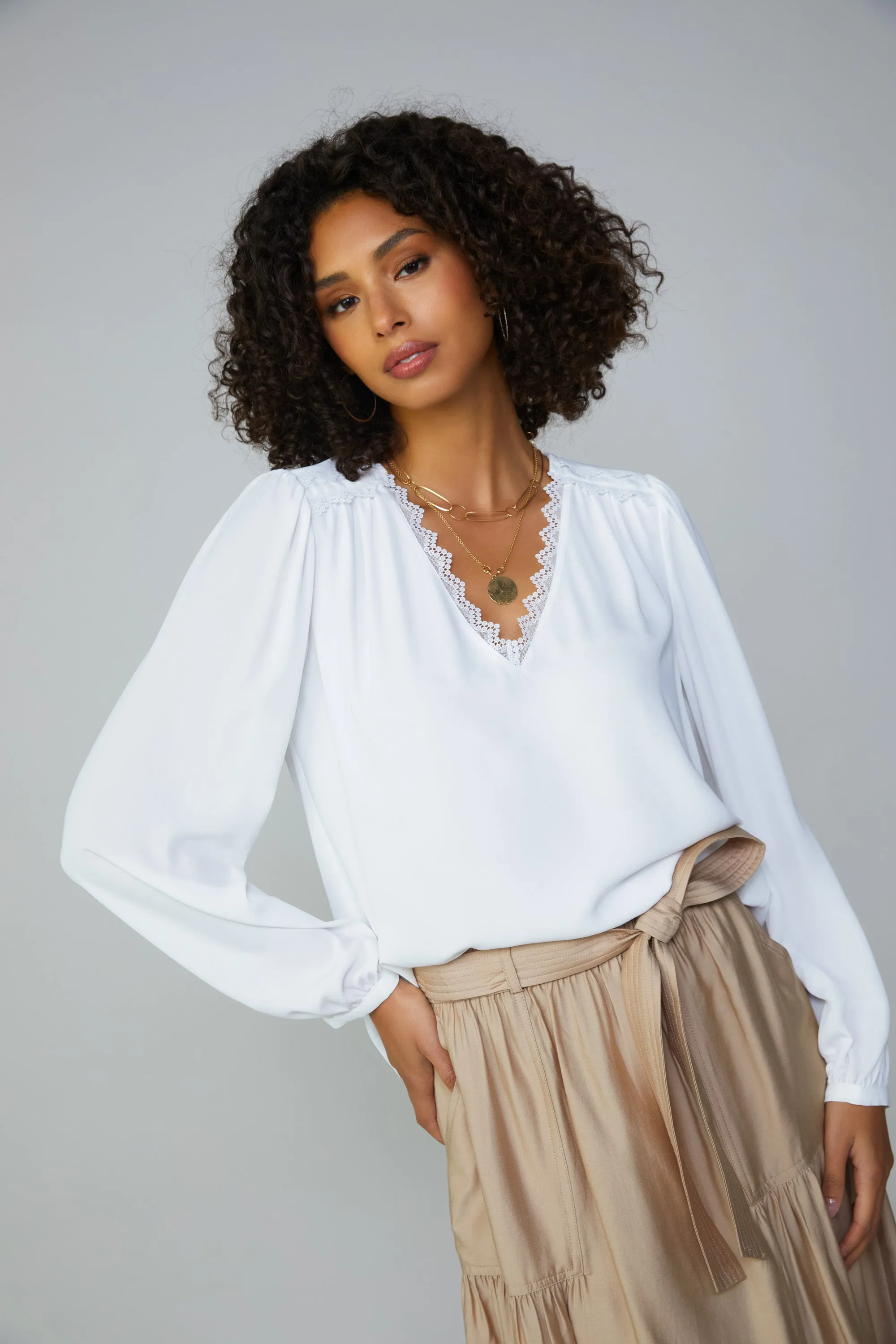 Lace Trim Blouse sold by Current Air product image thumbnail 2