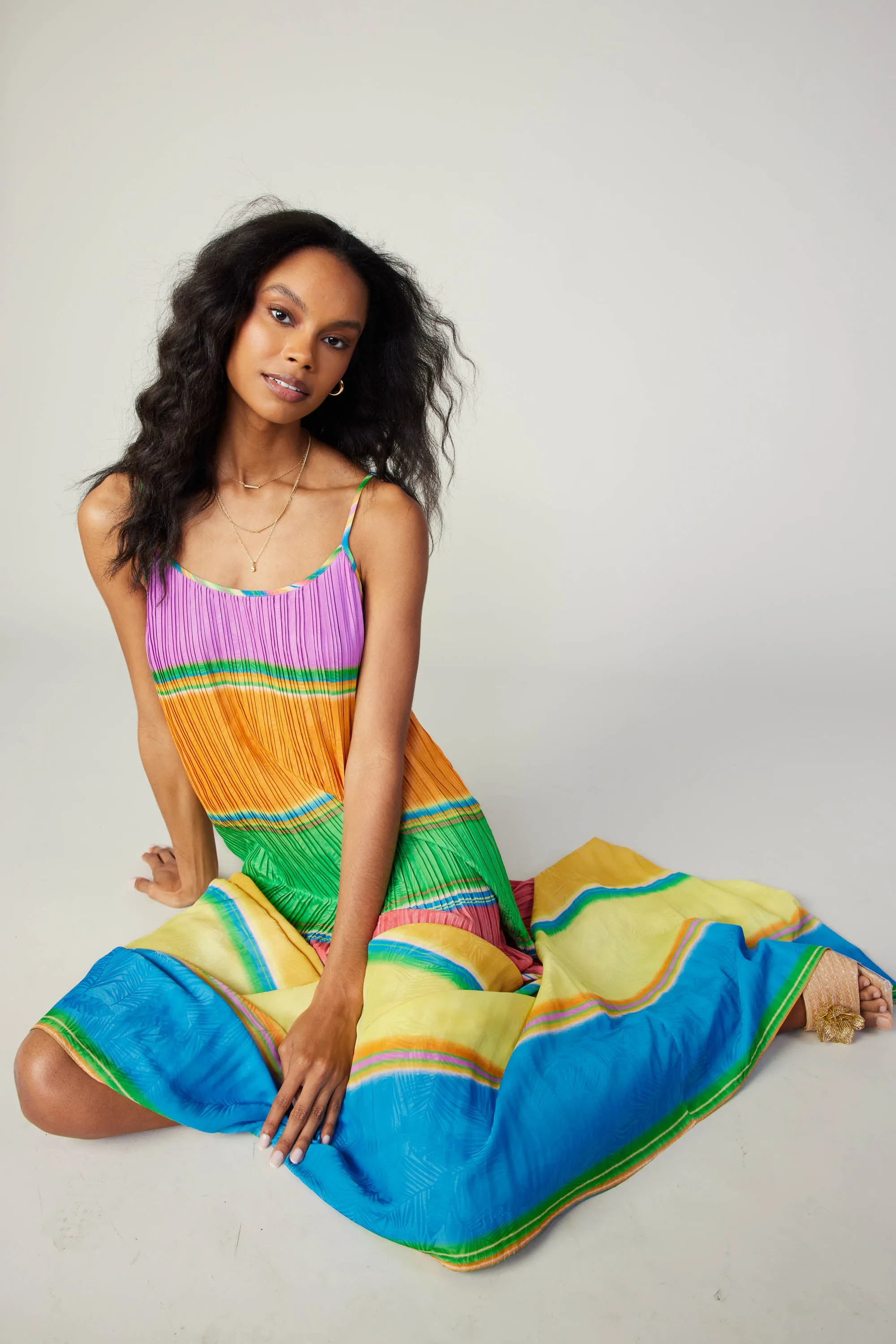 Multicolored Pleated Cami Dress sold by Current Air product image thumbnail 2