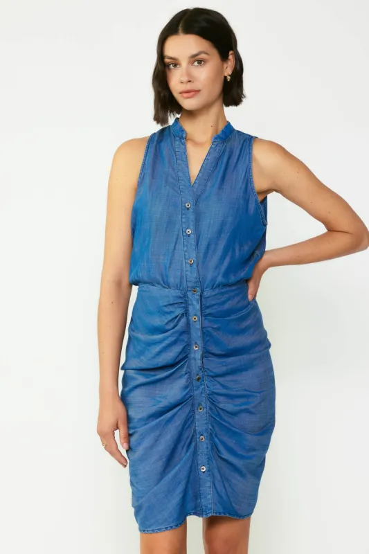 Chambray Ruched Mini Dress sold by Current Air