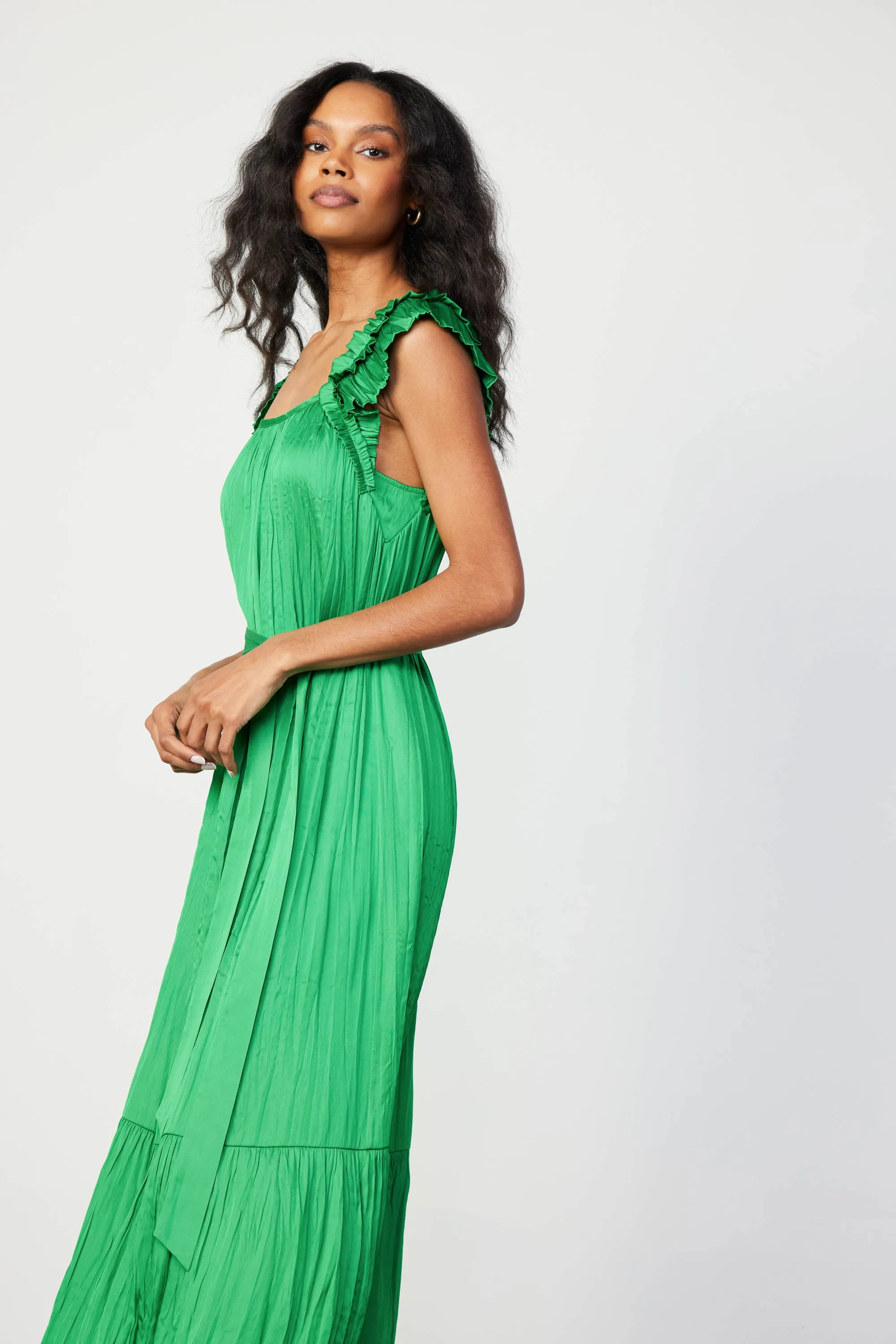 Crinkled Ruffled Shoulder Midi Dress sold by Current Air product image thumbnail 5