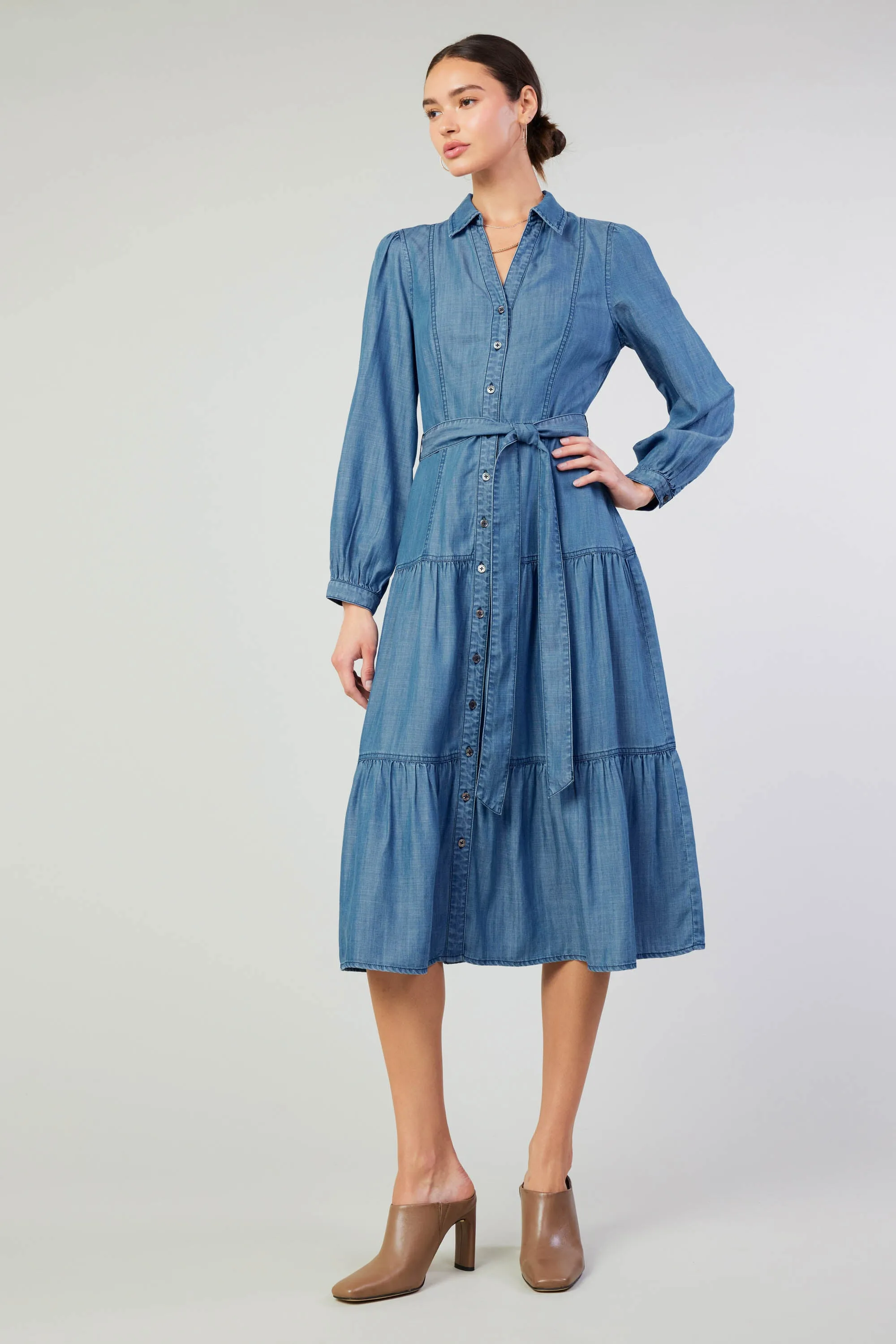 Belted Collar Shirt Dress sold by Current Air product image thumbnail 3