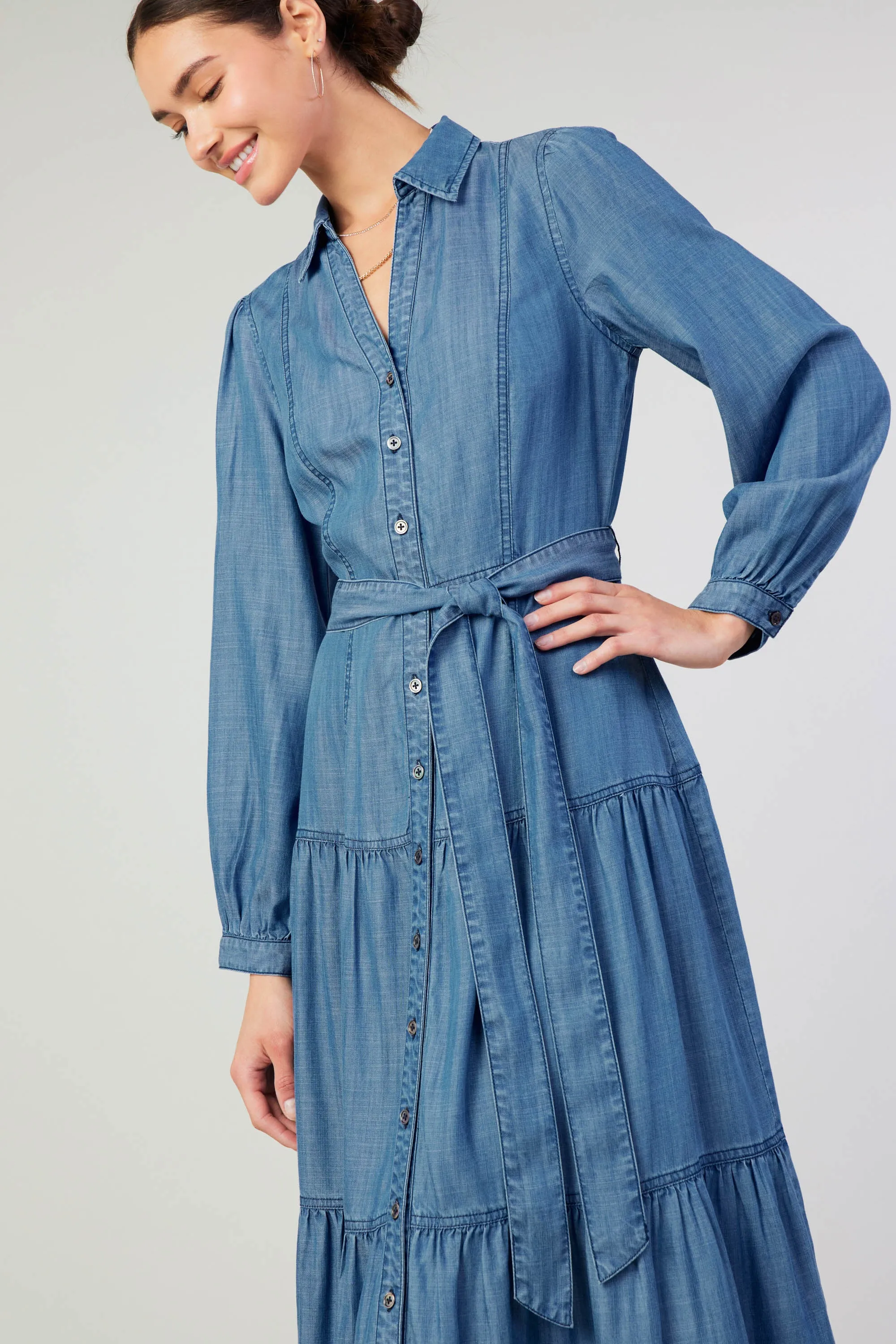 Belted Collar Shirt Dress sold by Current Air