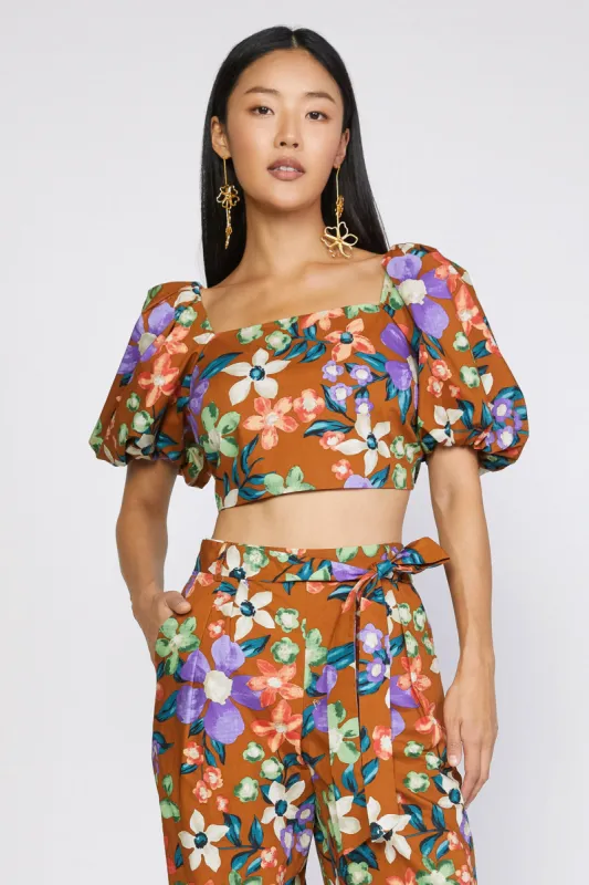 Floral Puffed Sleeve Crop Top sold by Current Air
