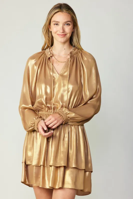 Metallic Tiered Mini Dress sold by Current Air