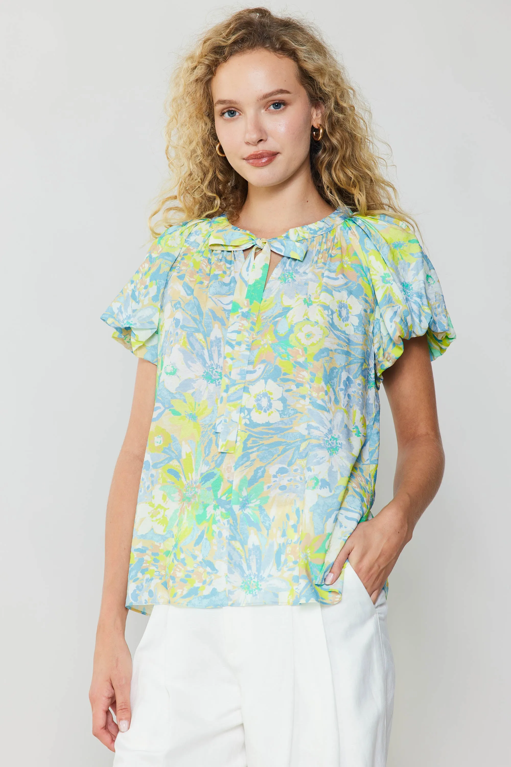 Abstract Floral Print Top sold by Current Air