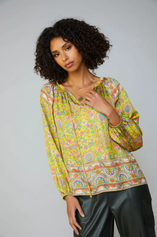 Floral Border Print Raglan Blouse sold by Current Air