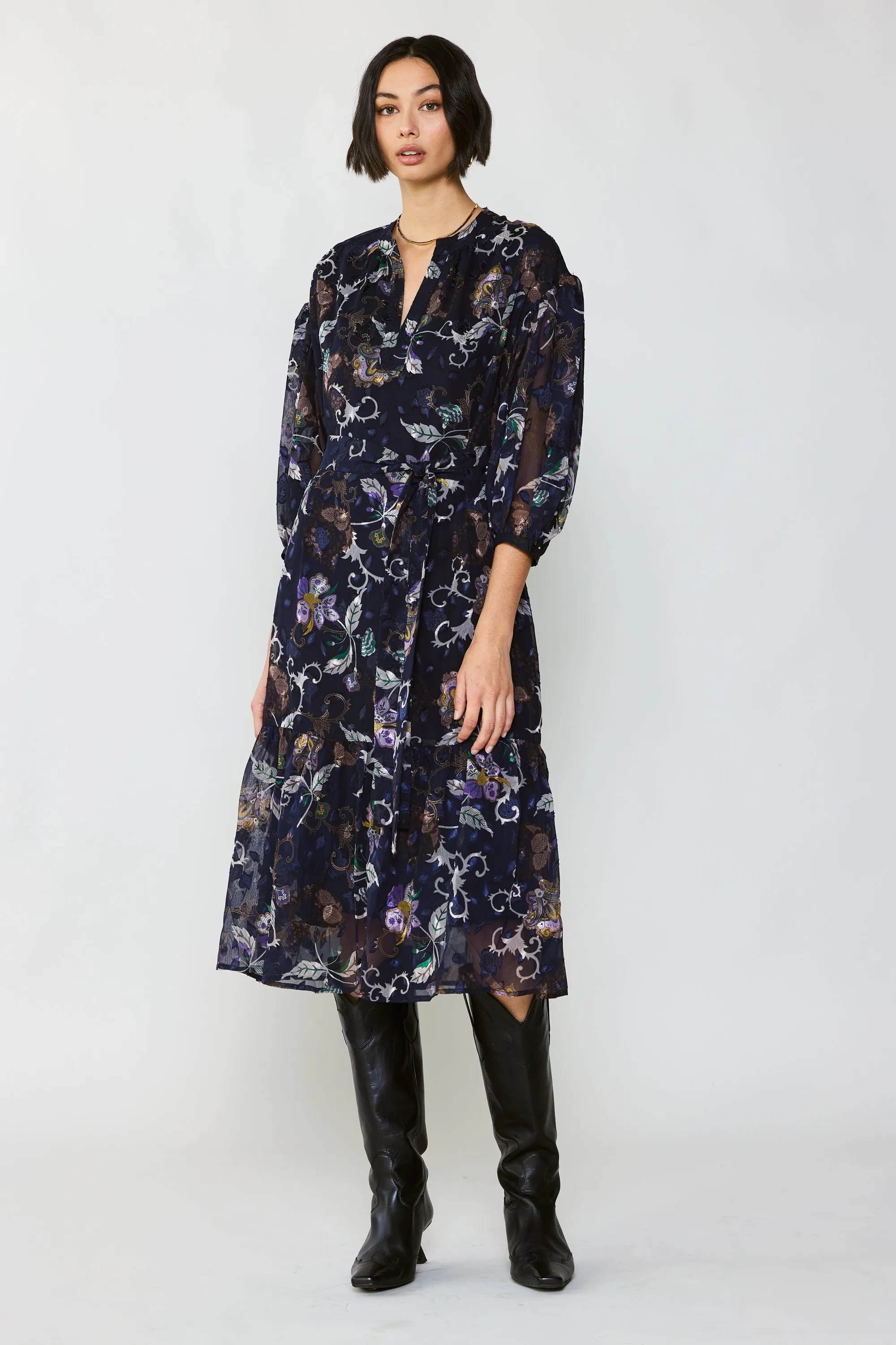 Navy Floral Midi Dress sold by Current Air product image thumbnail 2