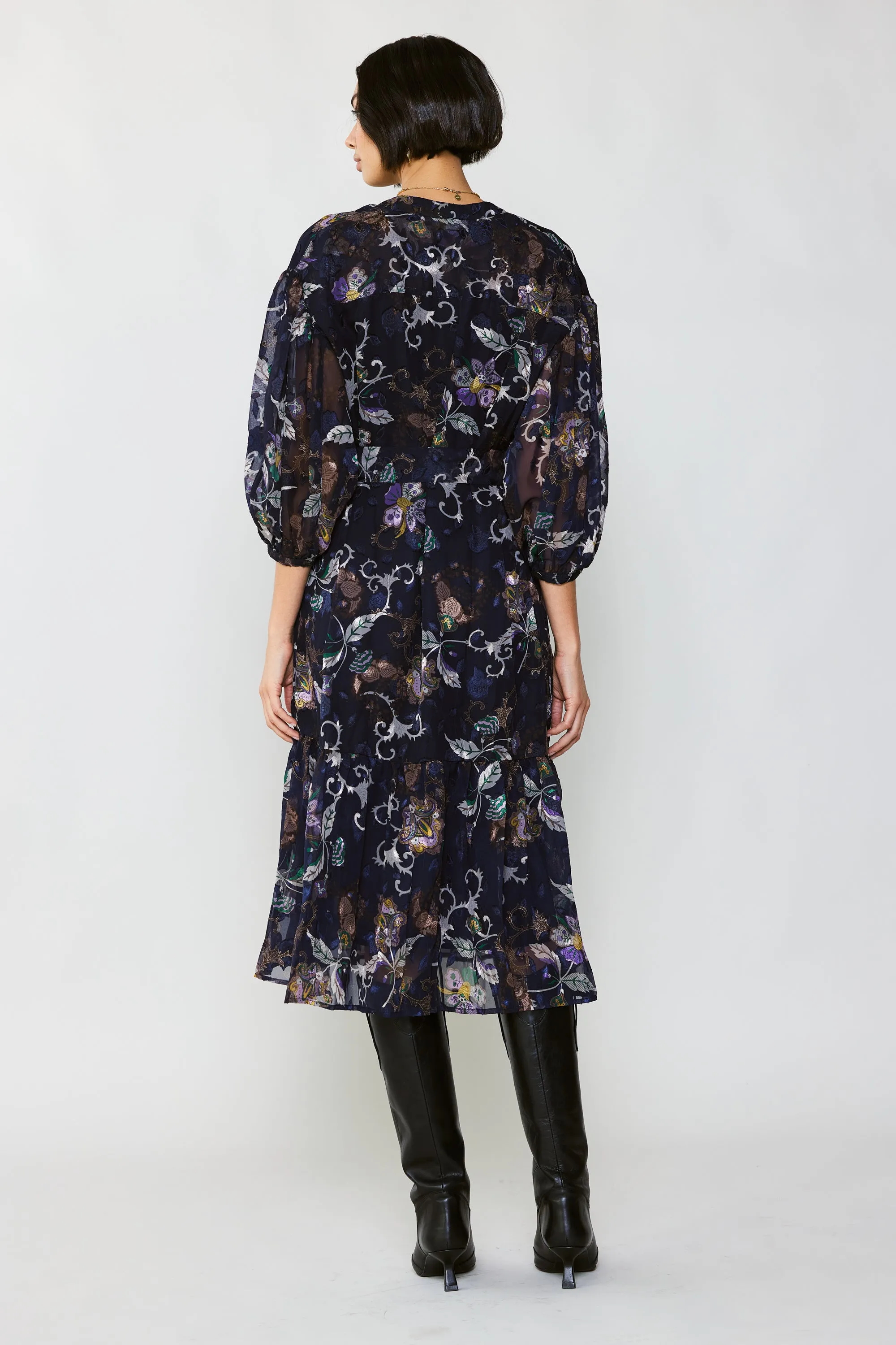 Navy Floral Midi Dress sold by Current Air product image thumbnail 4