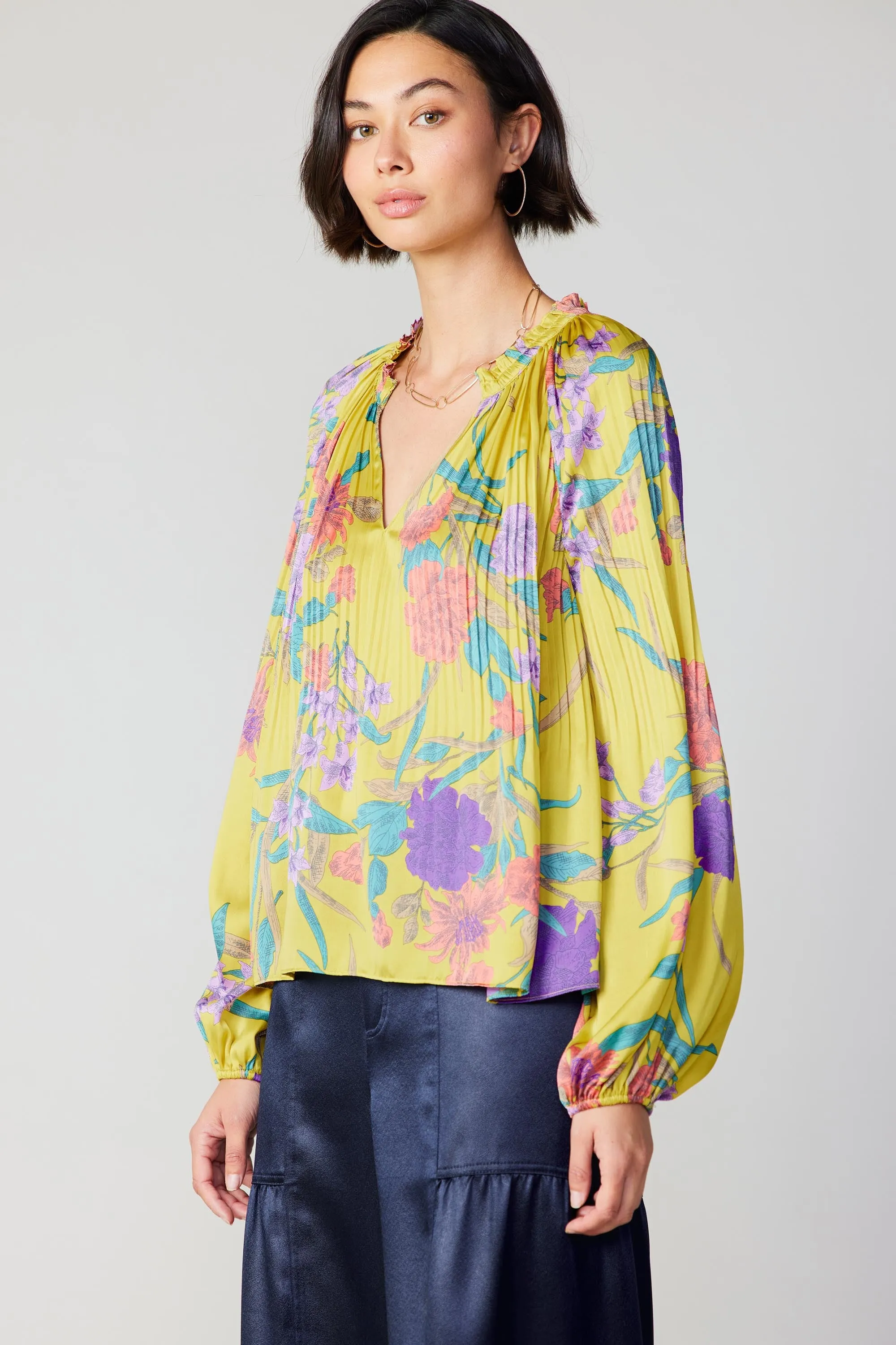 Floral Print Pleated Blouse sold by Current Air product image thumbnail 2