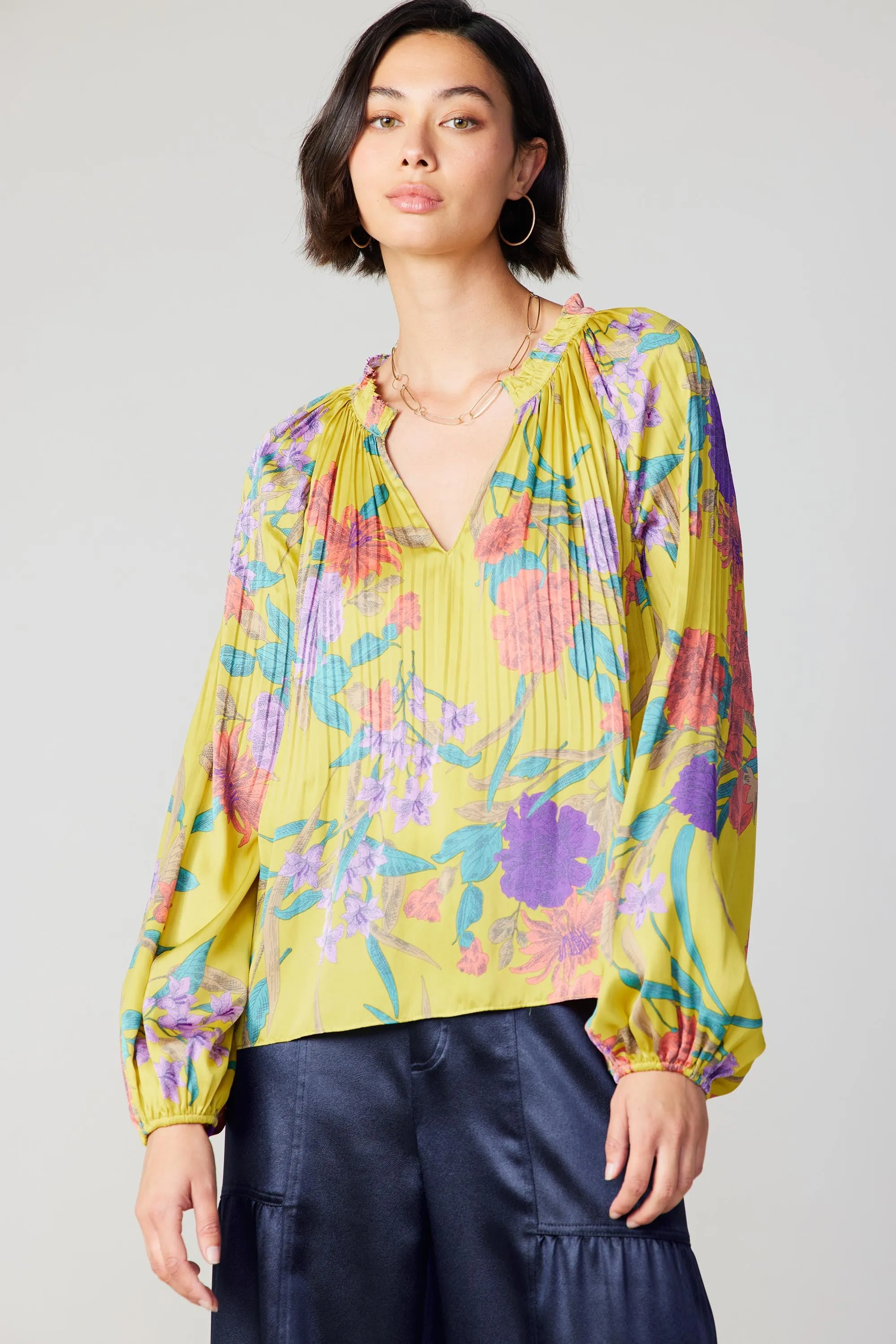 Floral Print Pleated Blouse sold by Current Air