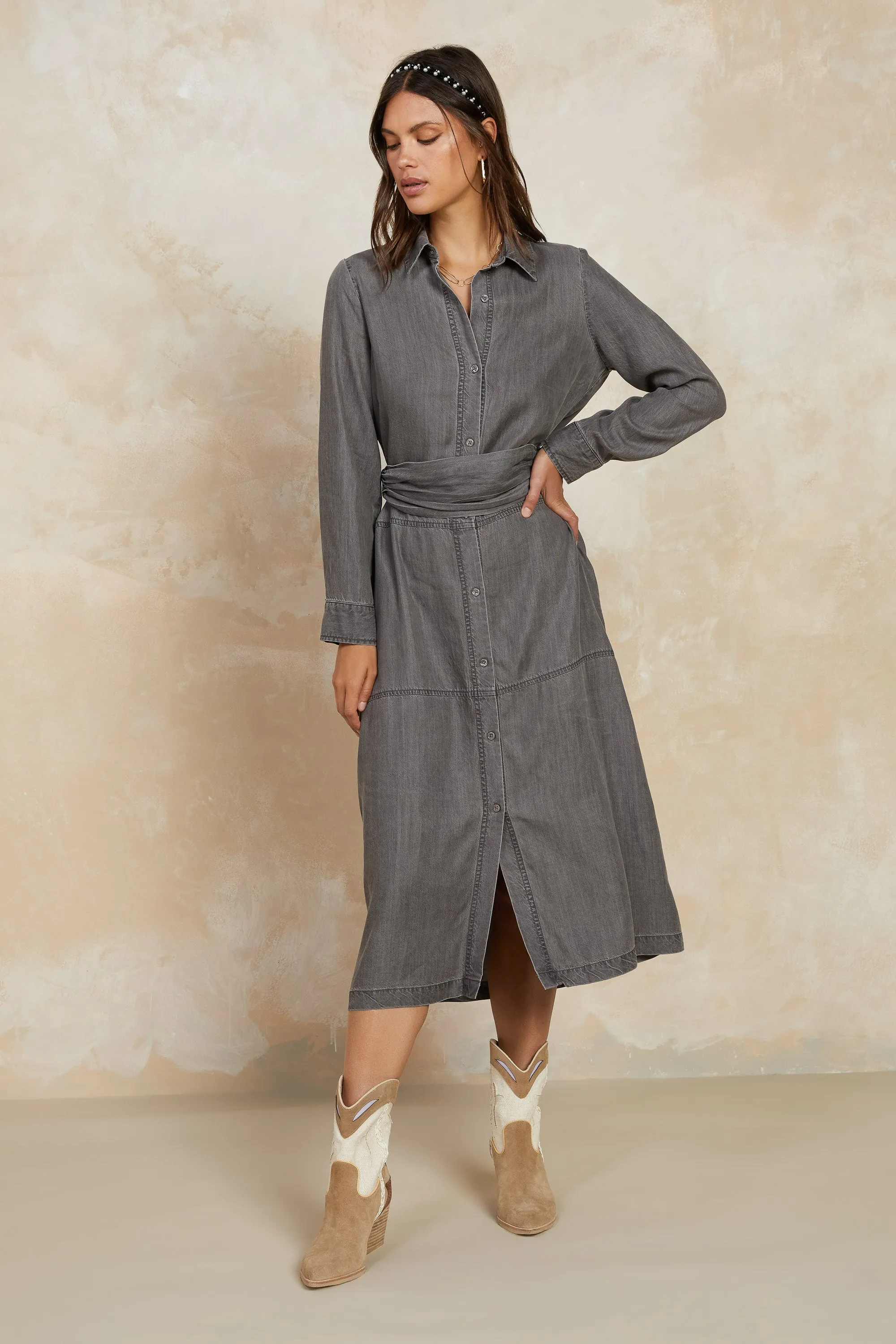 Chambray Shirt Dress sold by Current Air product image thumbnail 4