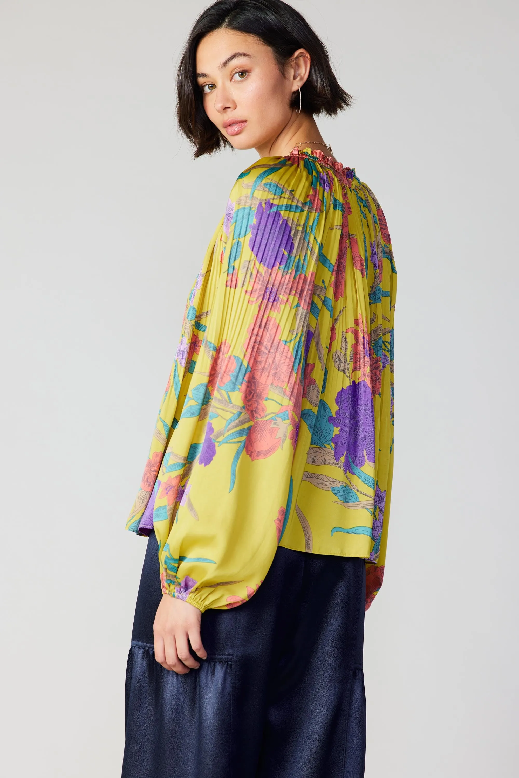 Floral Print Pleated Blouse sold by Current Air product image thumbnail 5