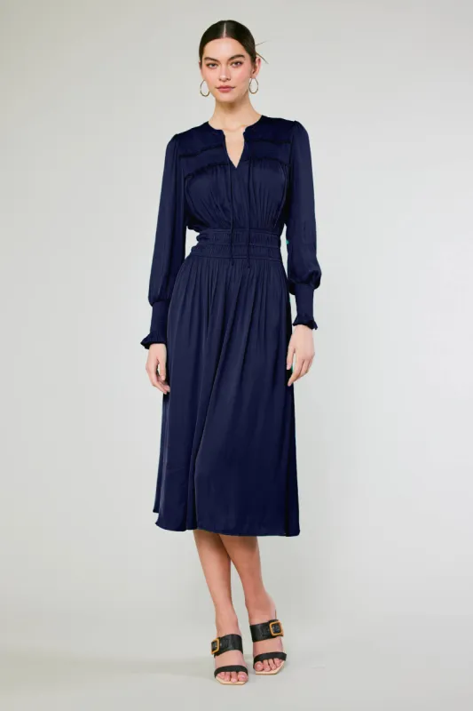 Aida Smocked Midi Dress sold by Current Air