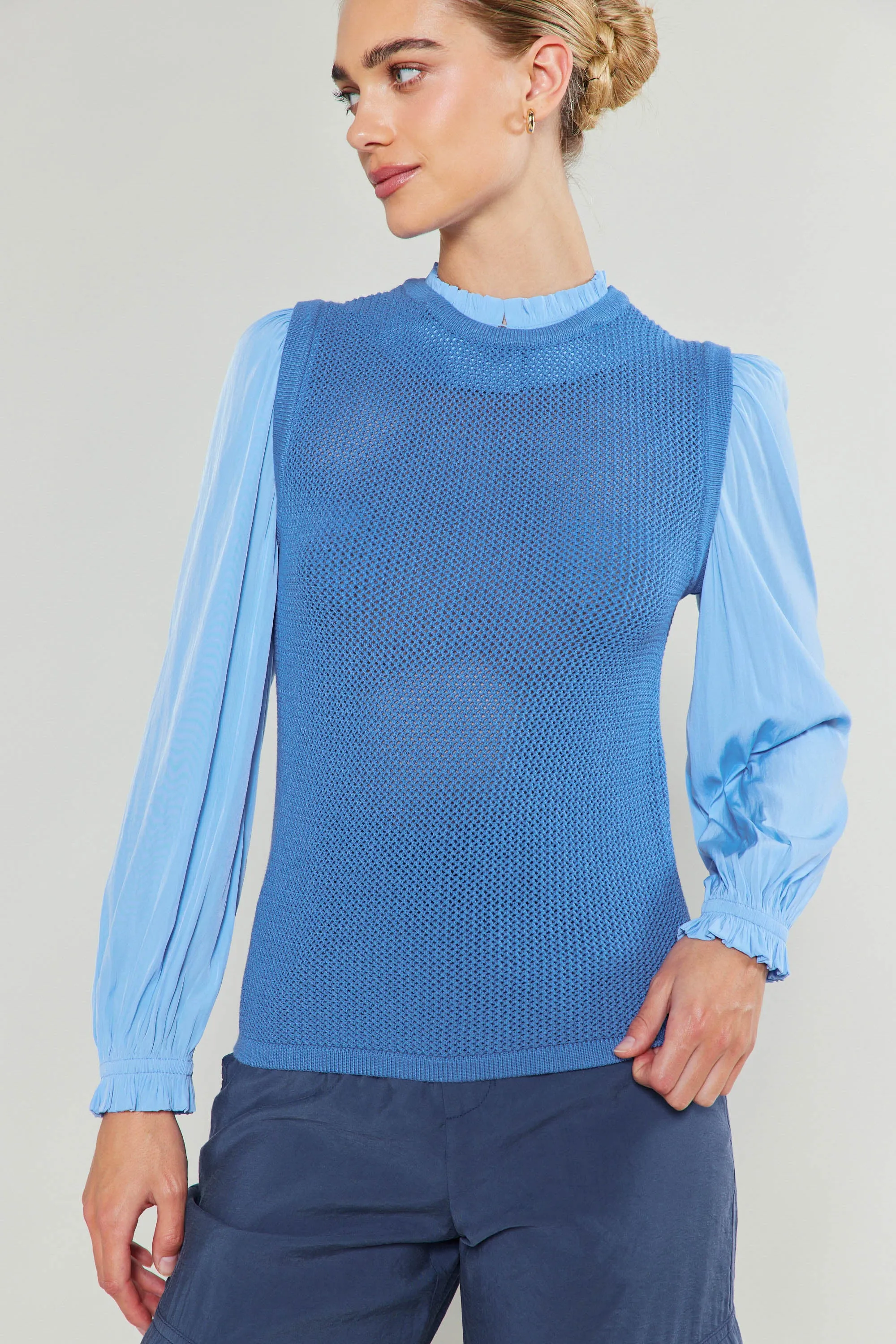 Contrast Sleeve Sweater Top sold by Current Air product image thumbnail 2