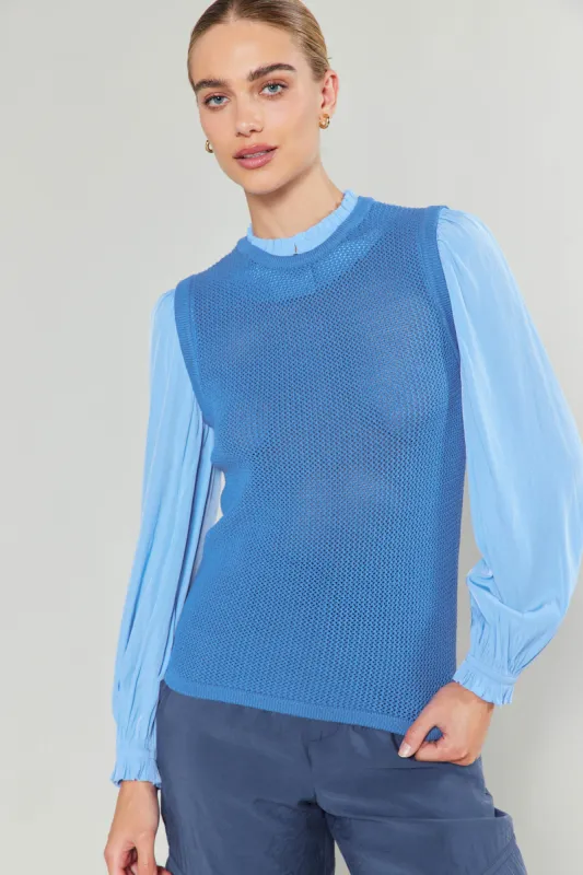 Contrast Sleeve Sweater Top sold by Current Air