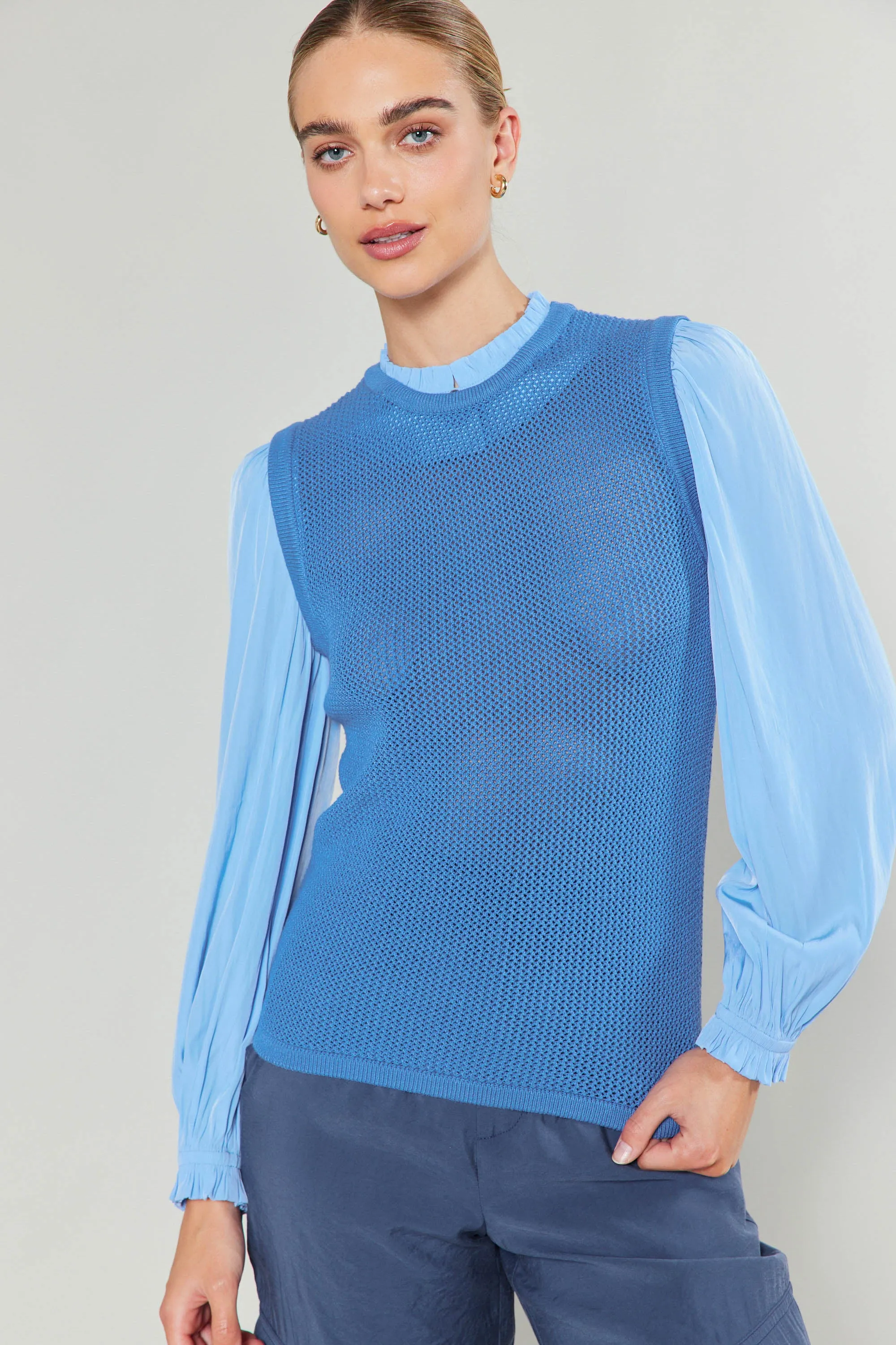 Contrast Sleeve Sweater Top sold by Current Air