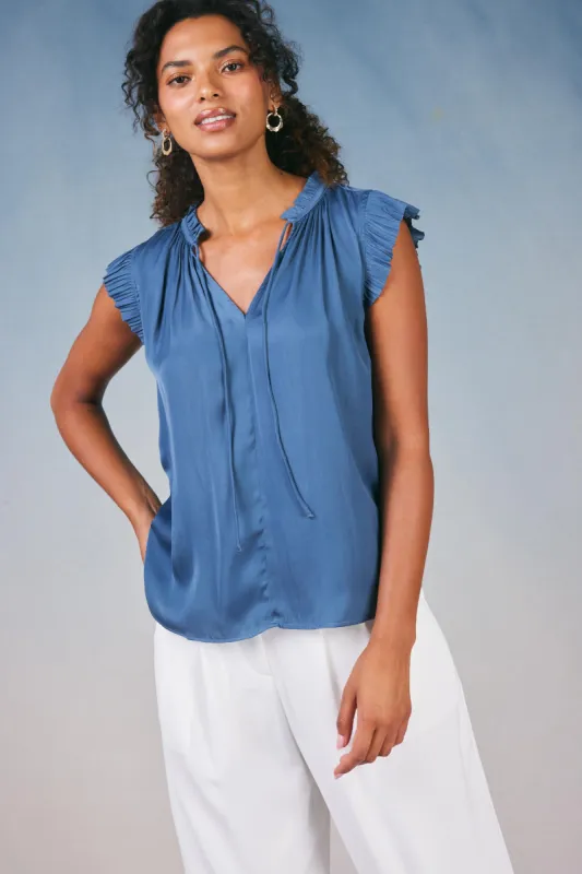 Margot Pleated Sleeve Blouse sold by Current Air