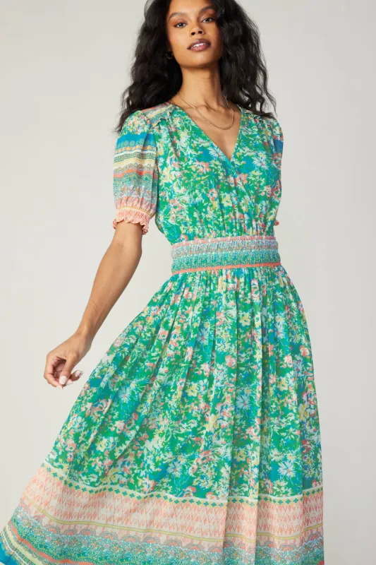 Bordered Floral Print Midi Dress sold by Current Air